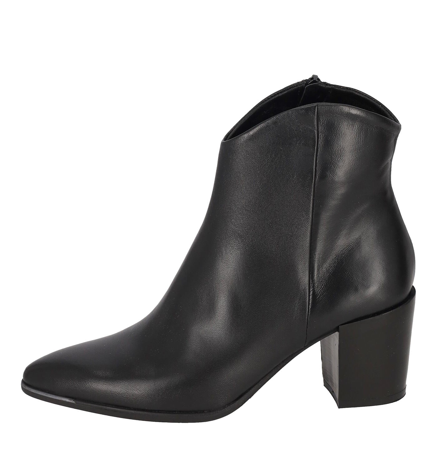 Tronchetto in pelle con tacco largo altezza 7 cm