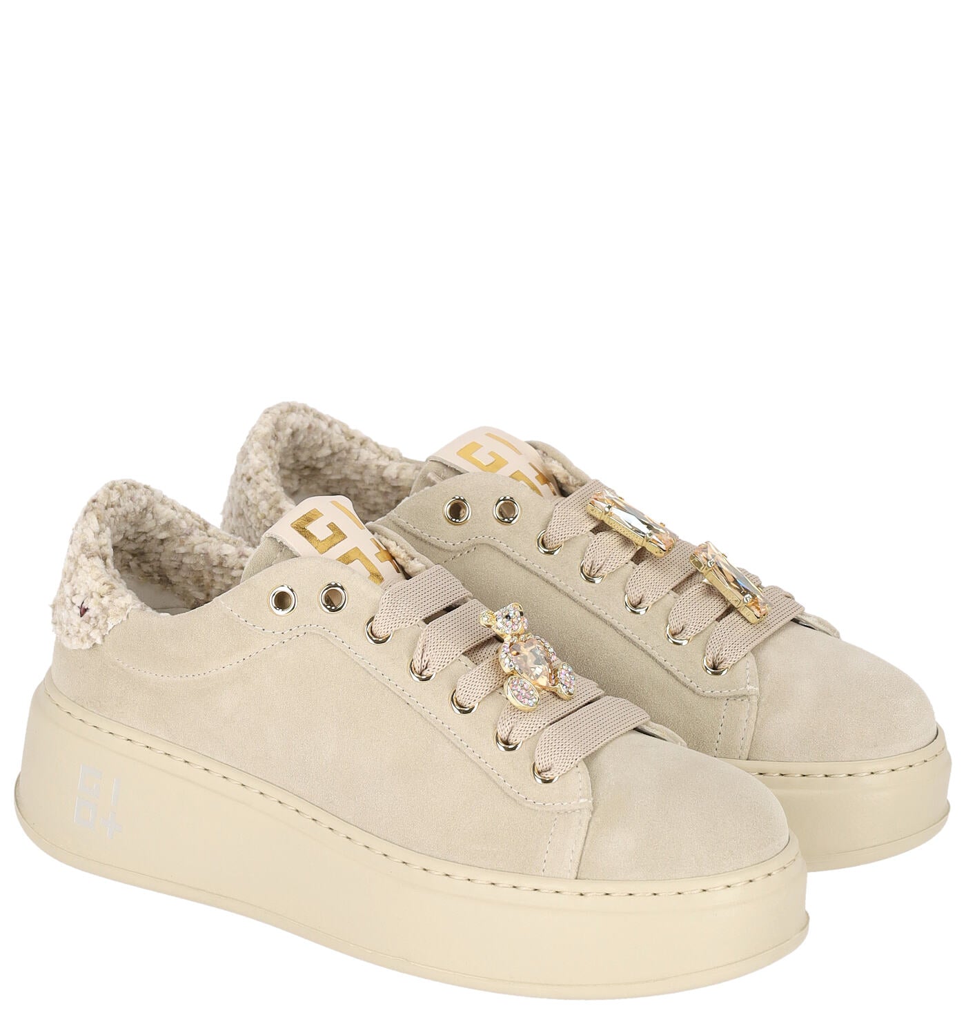 Sneakers platform con riporto teddy