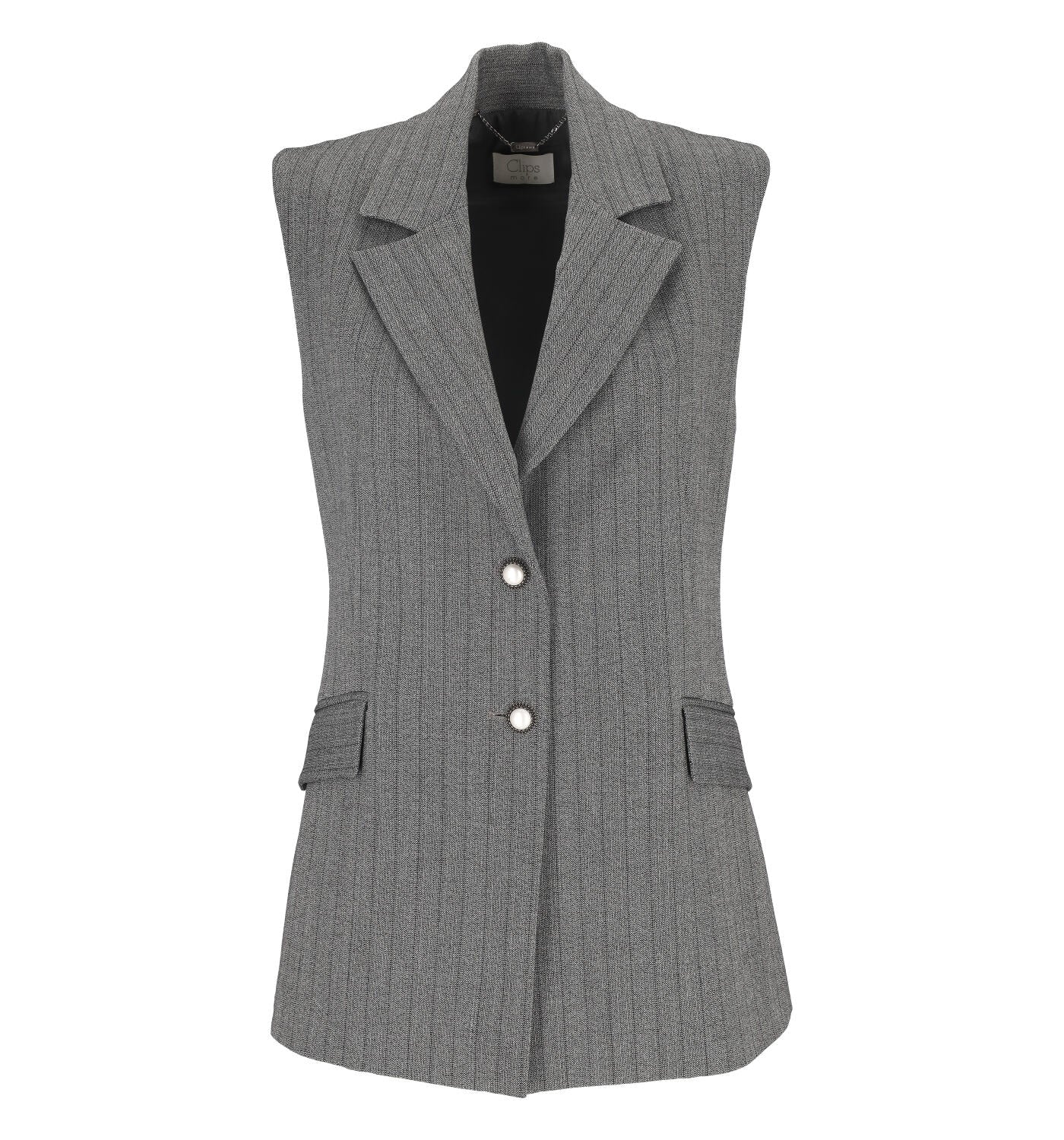 Gilet con bottone perla e