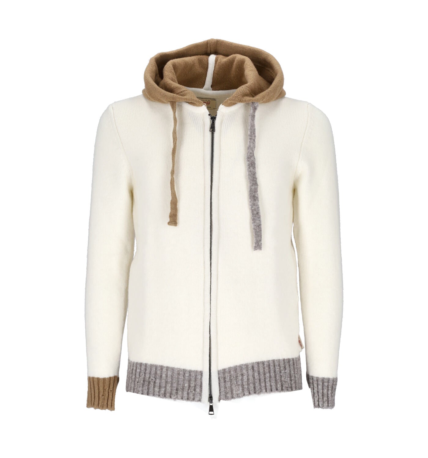 Felpa in lana con zip e cappuccio