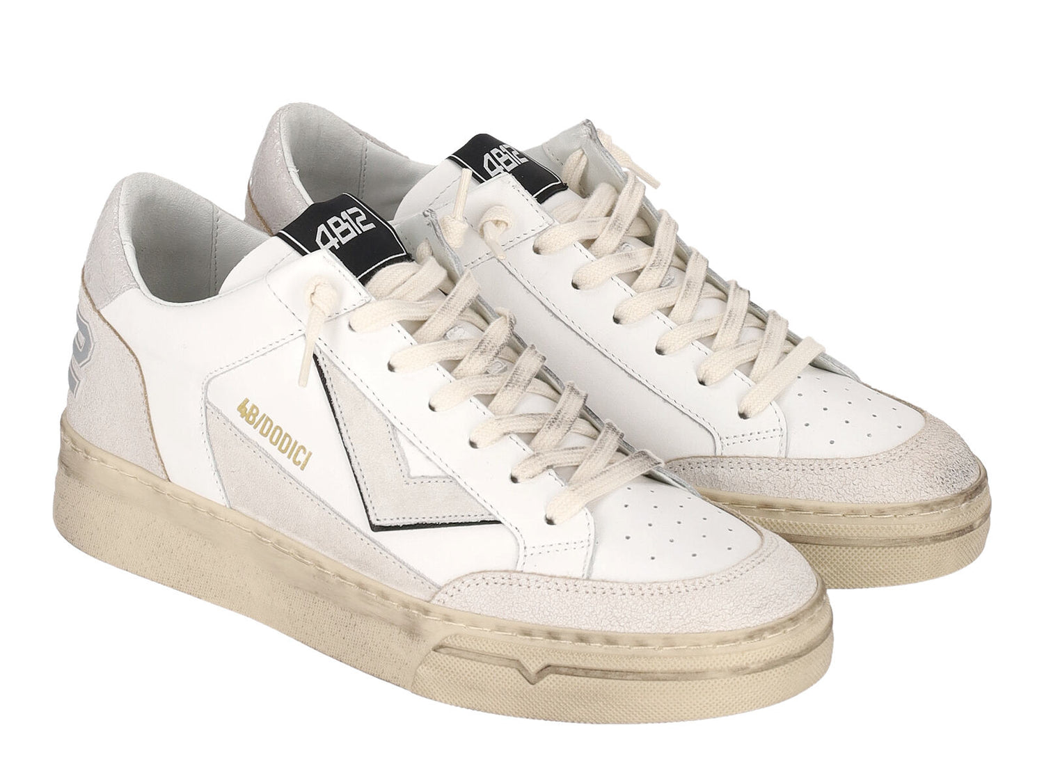 Sneakers in pelle e camoscio con suola in gomma