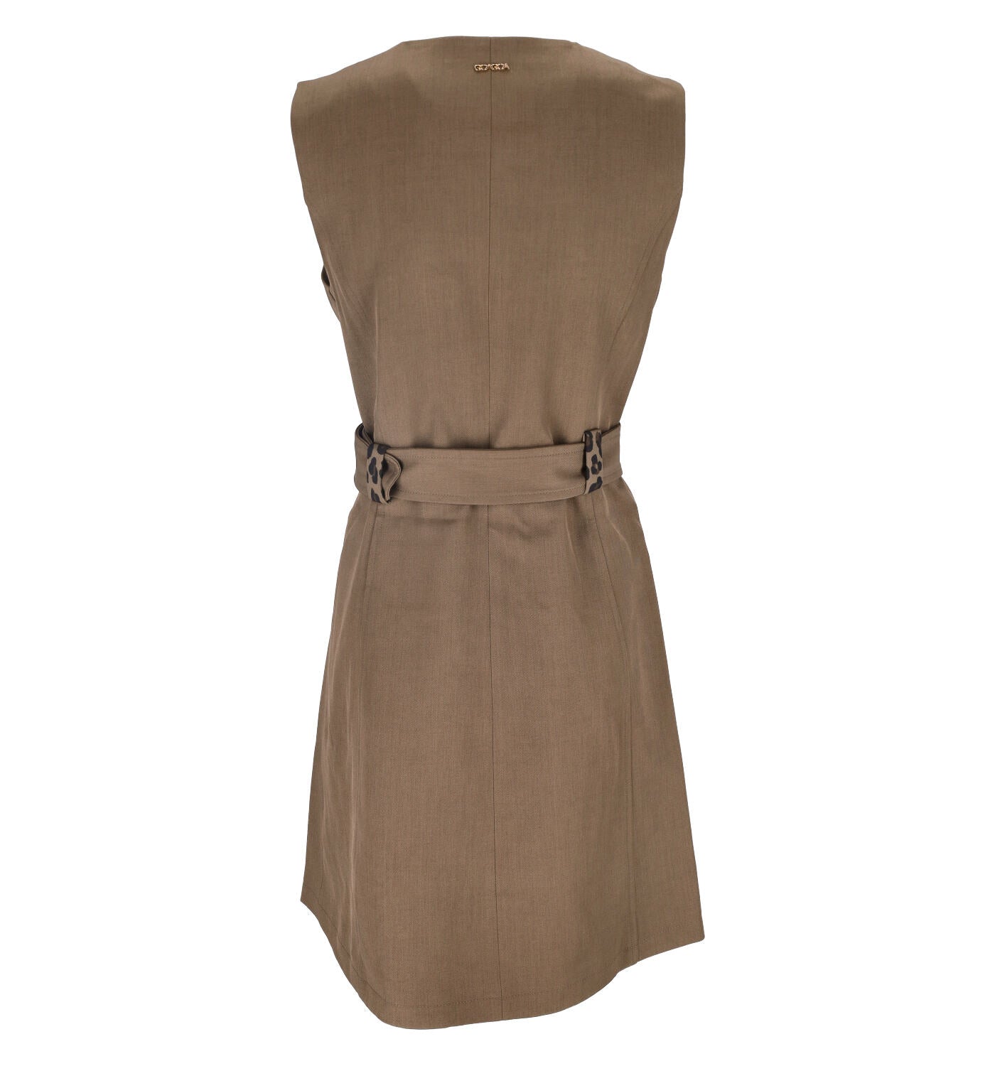 Abito smanicato doppiopetto con cintura