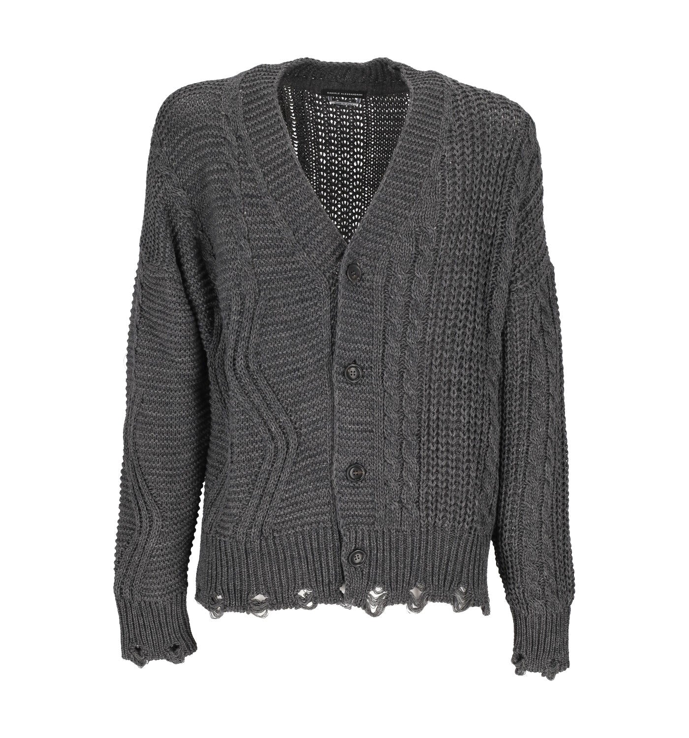 Cardigan in lana con bottoni sciallato