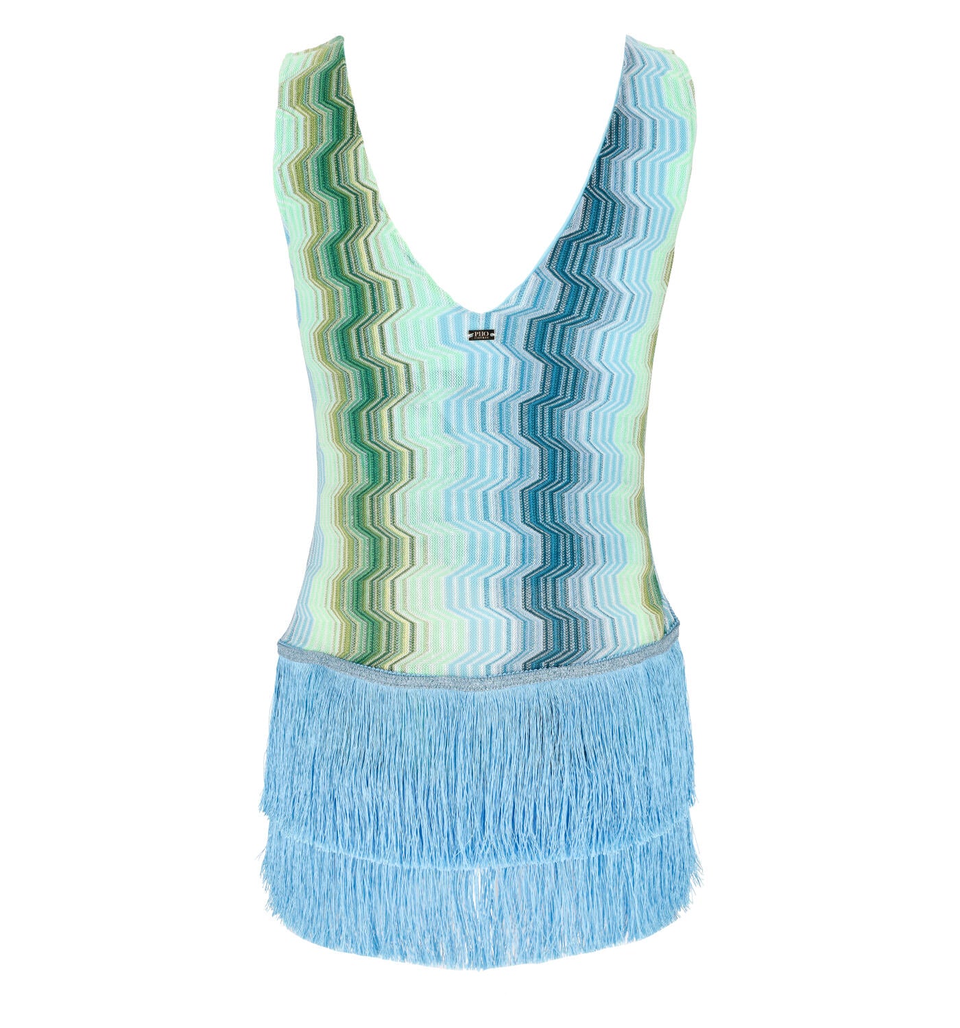 Top scollo a V con frange