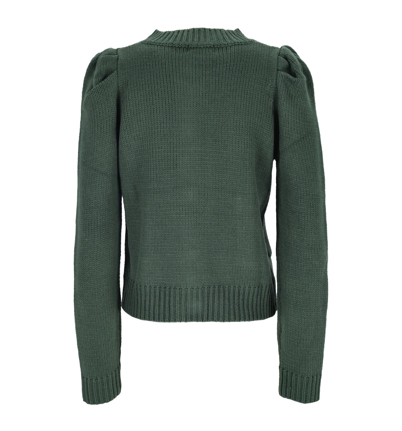 Cardigan in lana con bottoni swarovski e maniche a sbuffo