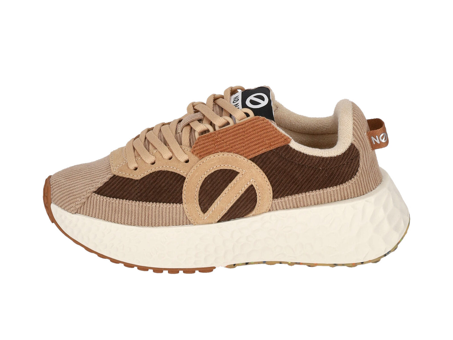 Sneakers con costine bicolore , suola in gomma.