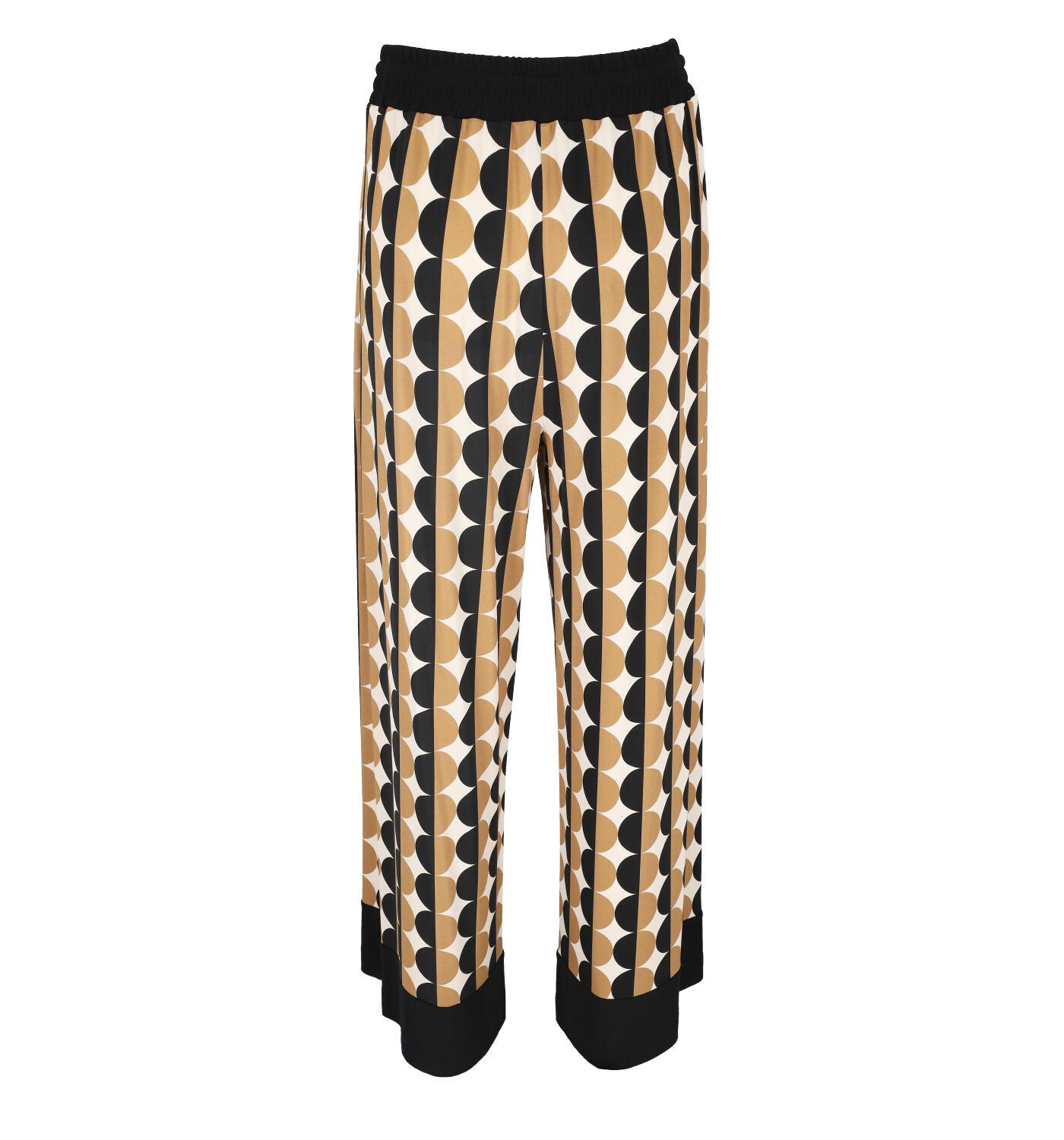 Pantalone a palazzo in jersey con coulisse in vita fantasia cerchi