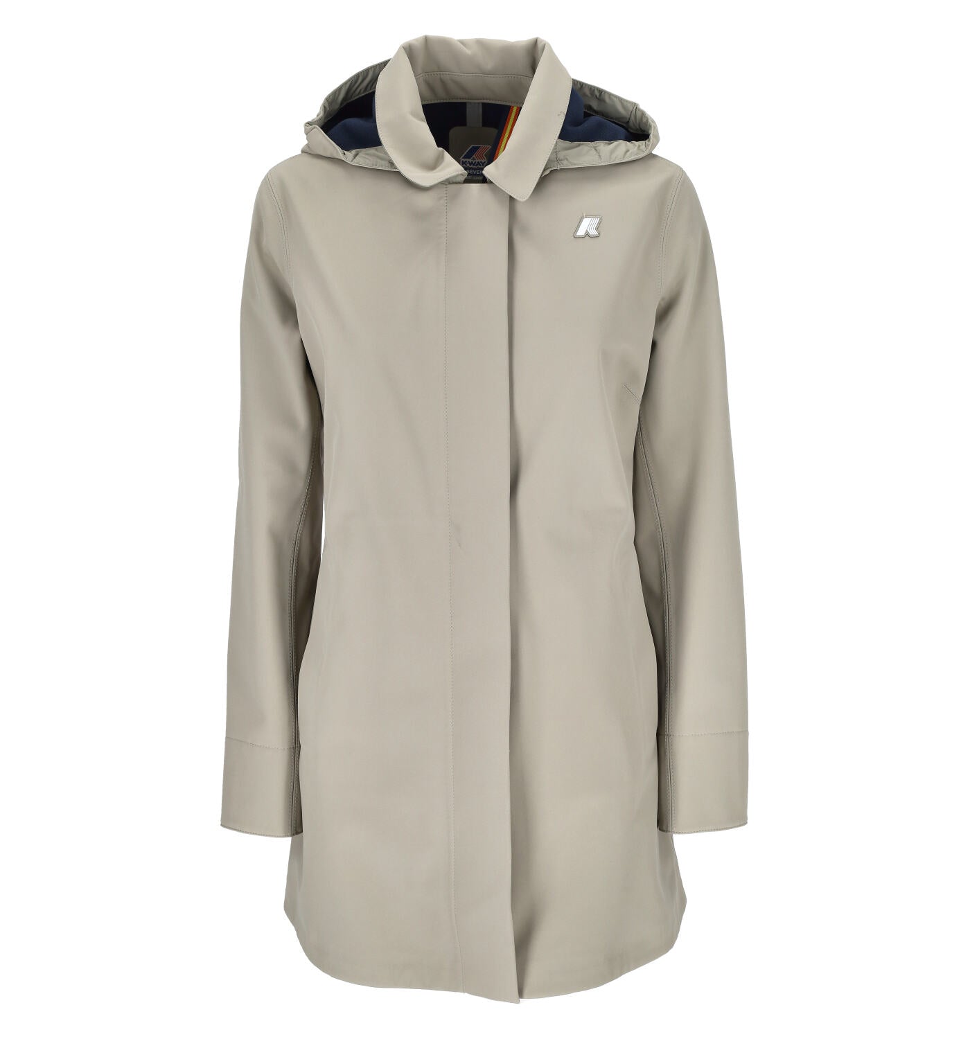 Giacca 3/4 con colletto e cappuccio , chiusura con zip