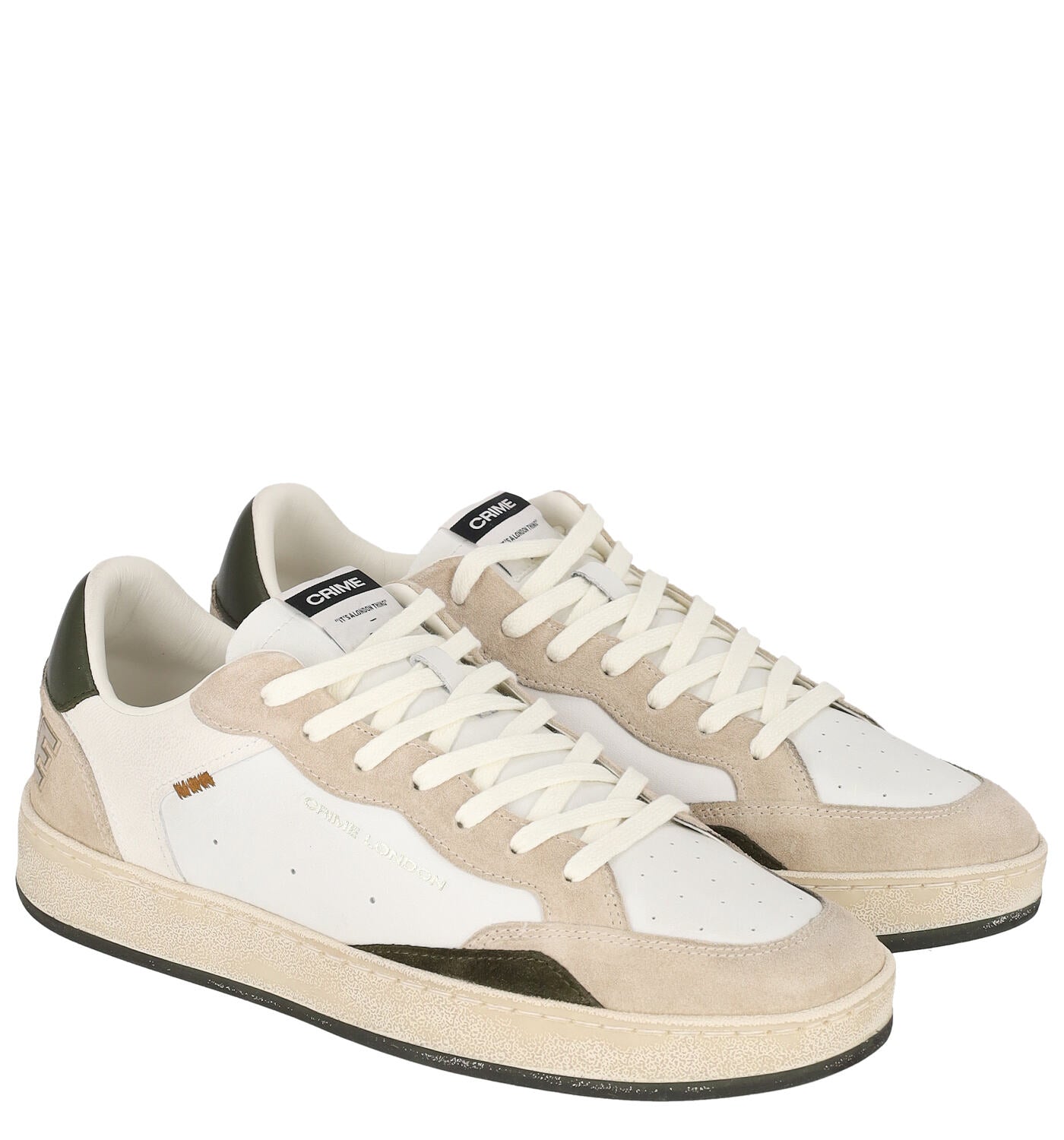 Sneakers in vitello e camoscio con riporto verde