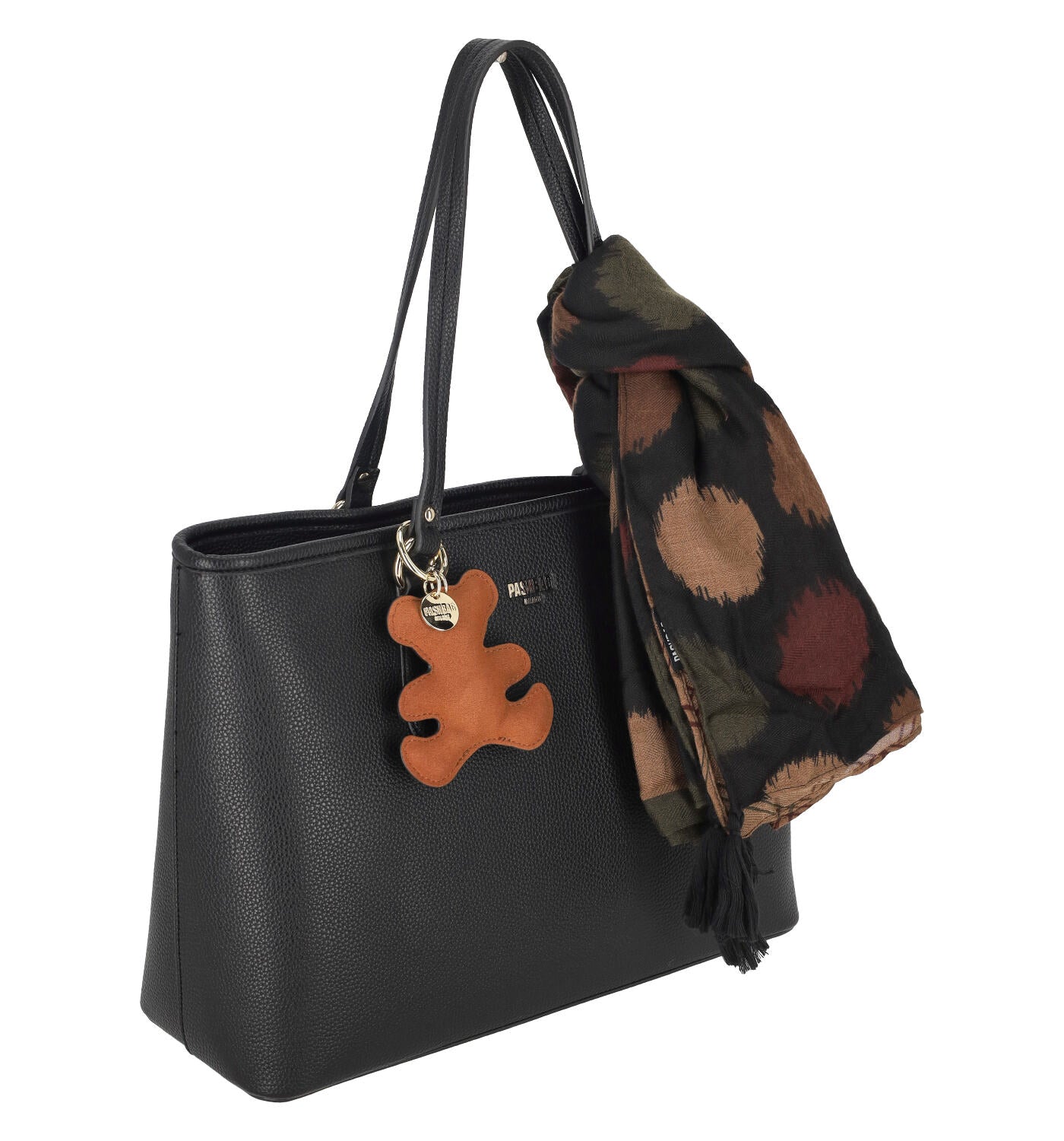 Borsa shopping con ciondolo orso