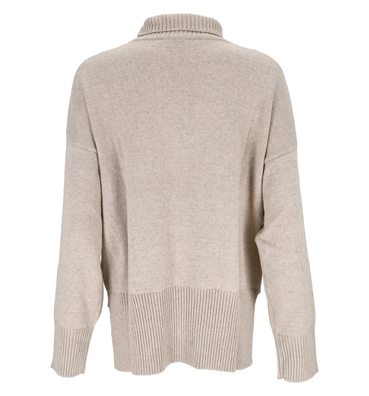 Maglione collo alto in cashmere con logo strass.