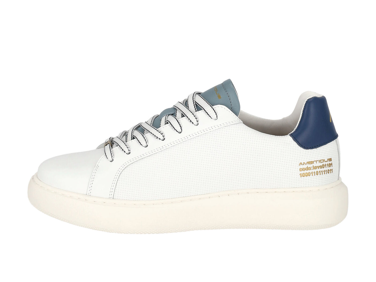 Sneakers in pelle forata con riporto blu