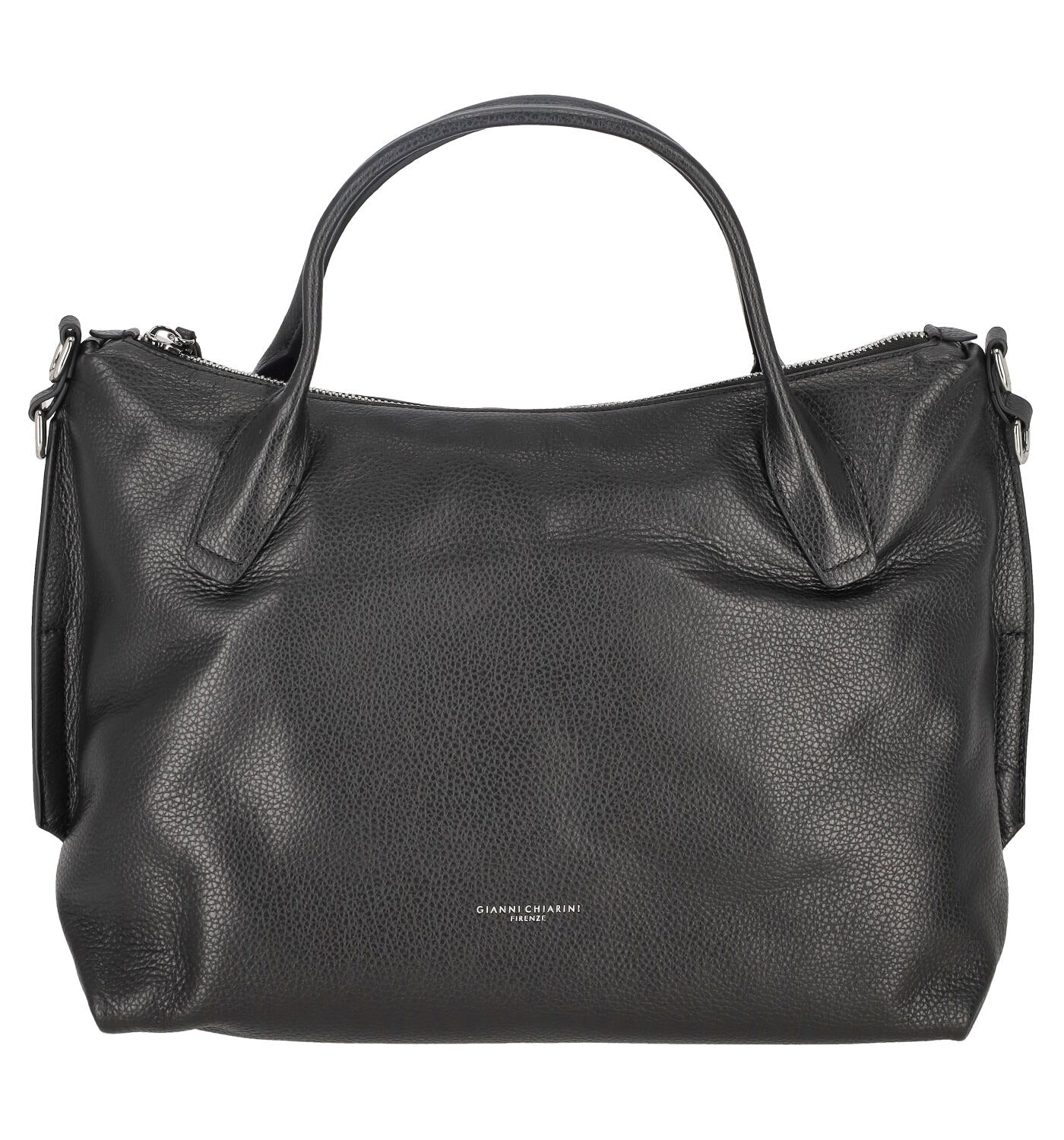 Borsa shopping a mano con chiusura a zip e tracolla regolabile