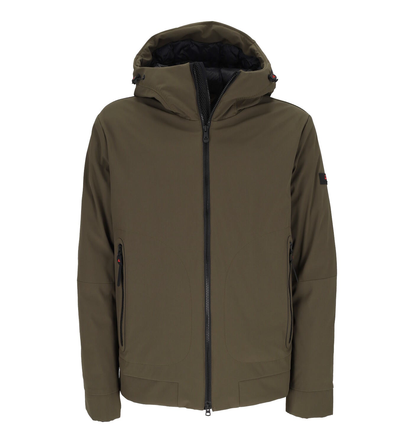 Giubbino corto spalmato con cappuccio