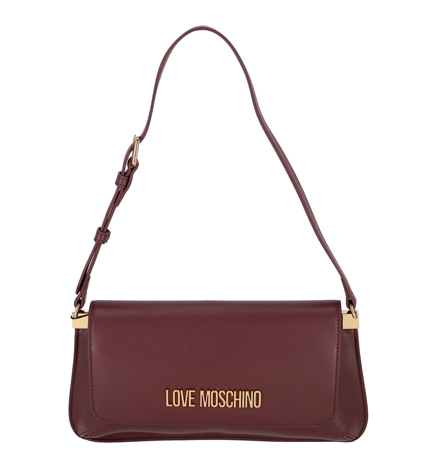 Borsa sottospalla con patta e logo sul davanti letteringo oro .