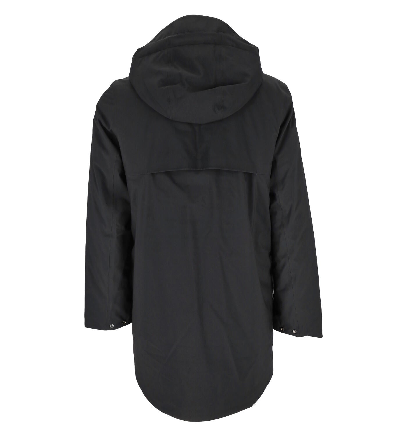 Giacca lunga spalmata con cappuccio .