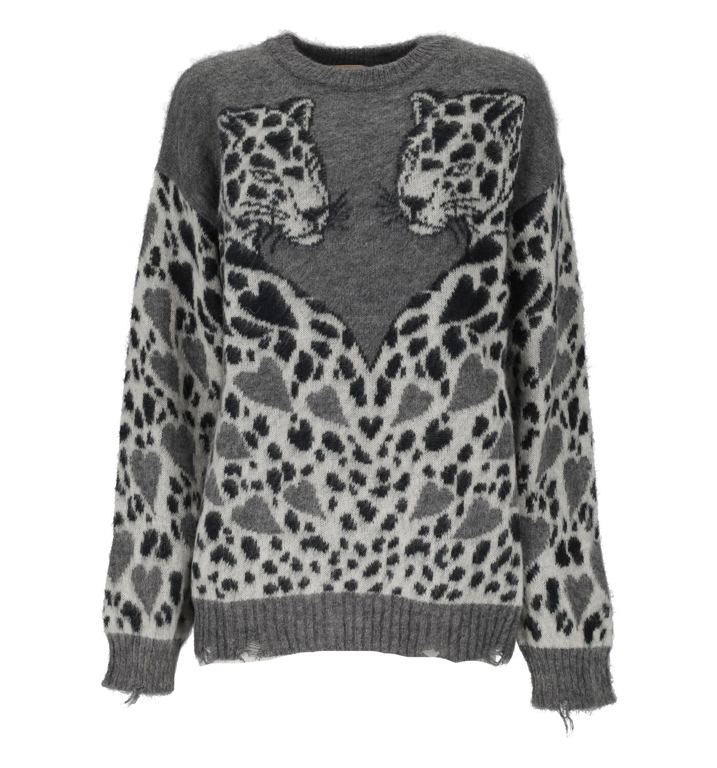 Maglione in lana con stampa leopardi