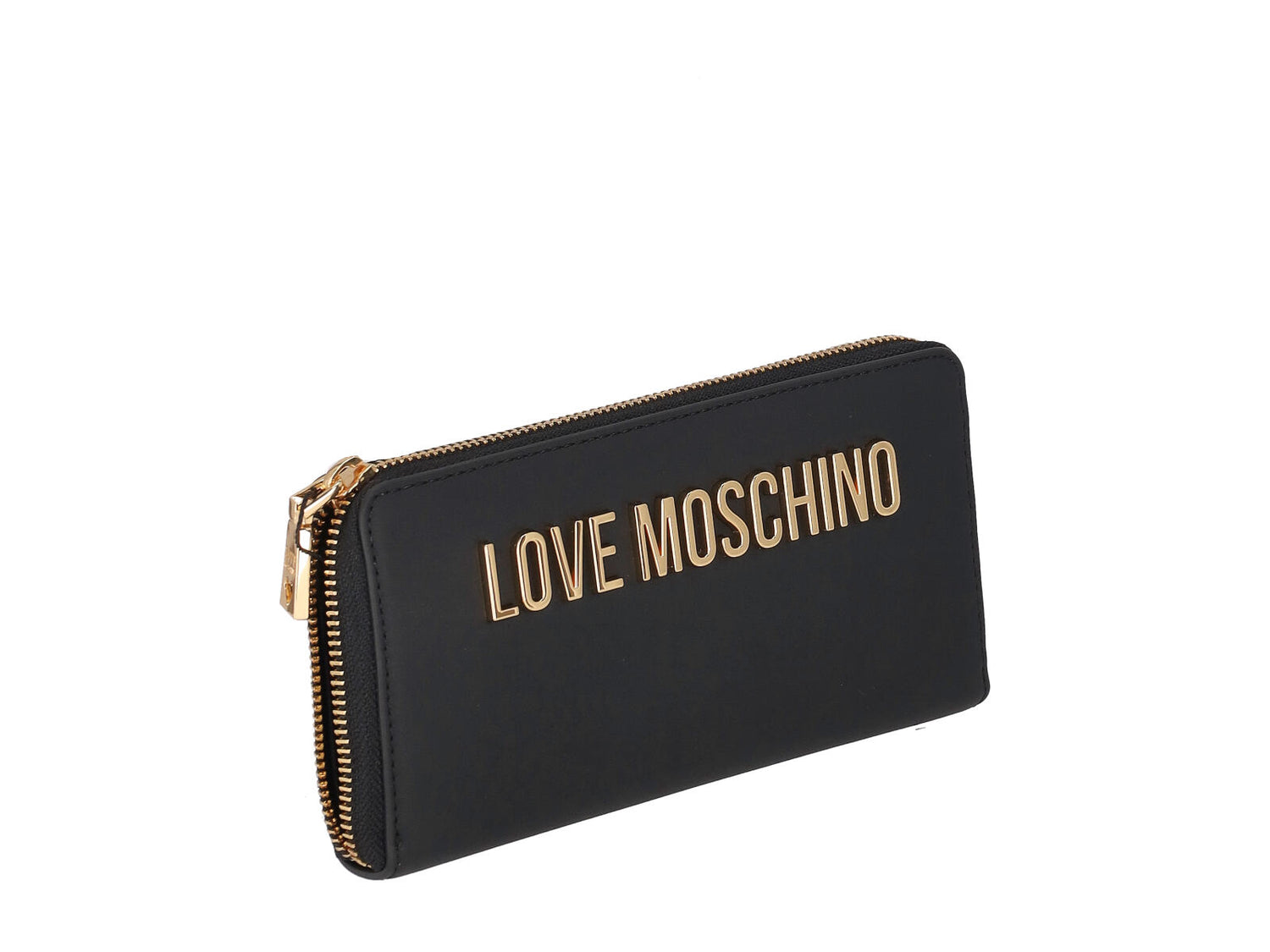 Portafoglio grande zip around con logo lettering grande oro