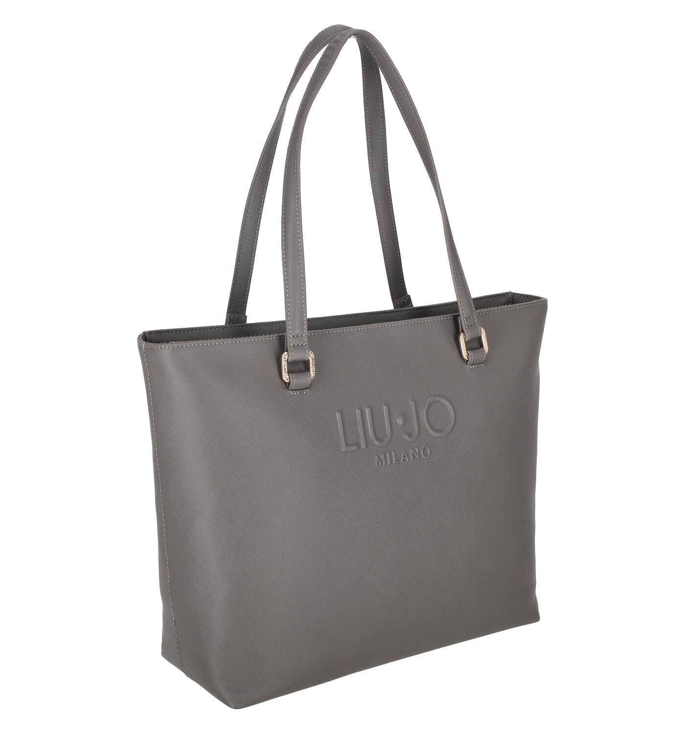 Borsa shopping in pelle saffiano con chiusura a zip