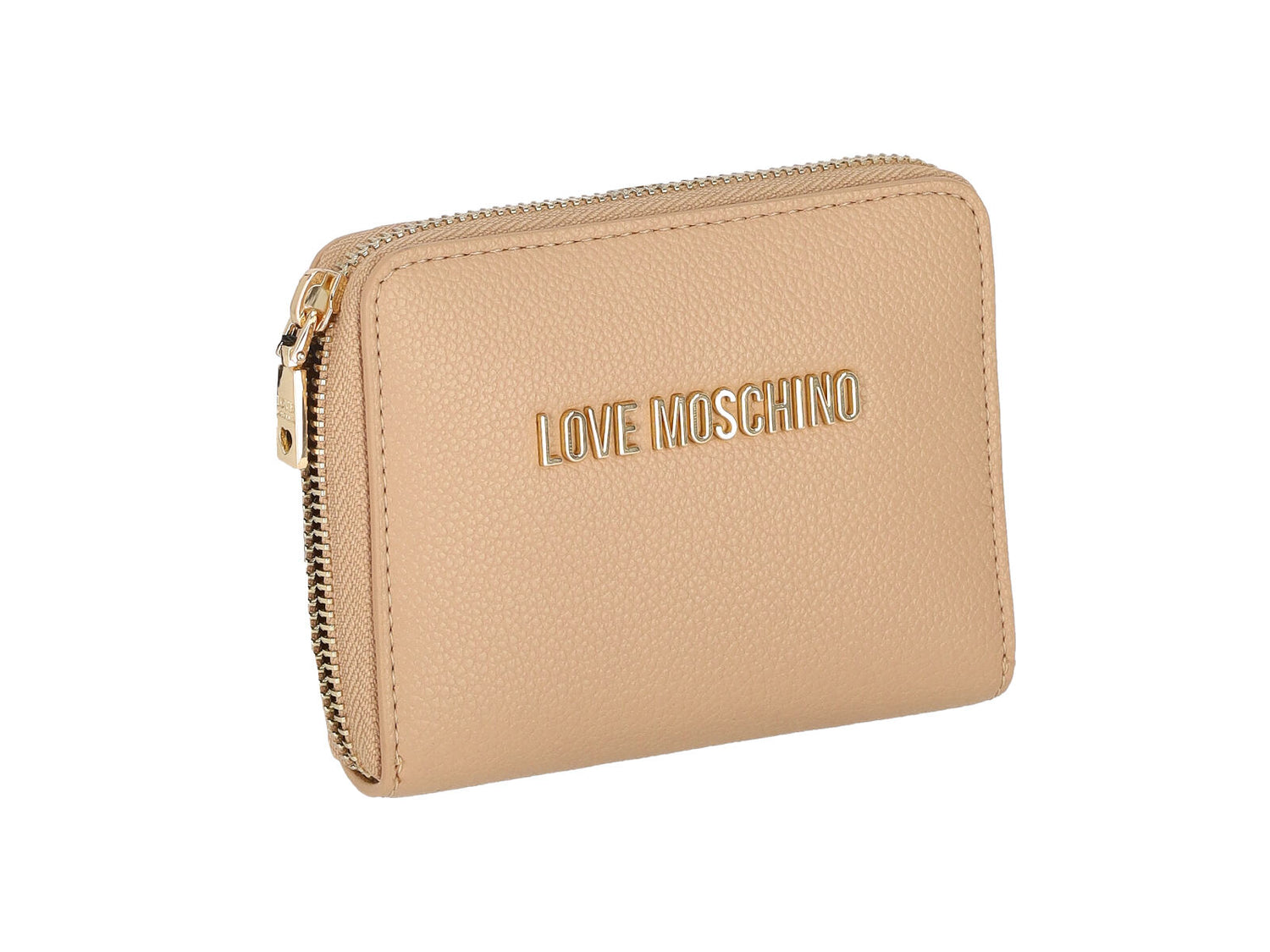 Portafoglio piccolo con zip around con logo lettering oro