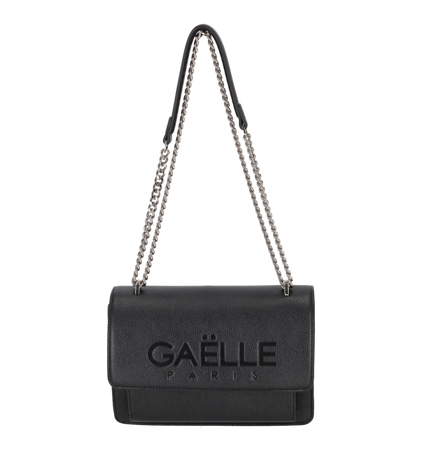 Borsa con doppia catena regolabile argento, chisuura con bottone