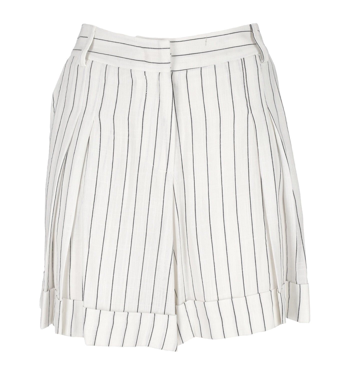 Shorts con pence e risvolto rigato