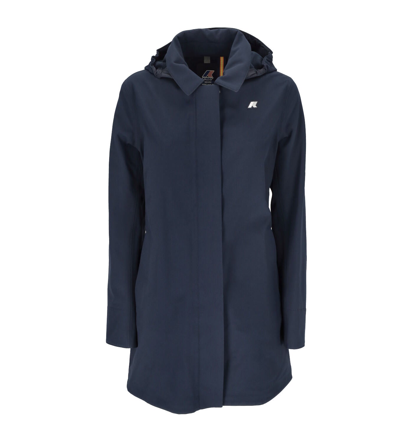 Giacca 3/4 con colletto e cappuccio , chiusura con zip