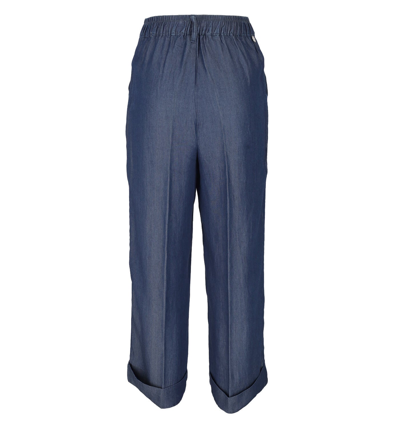 Pantalone cotone gaucho con piega elastico vita