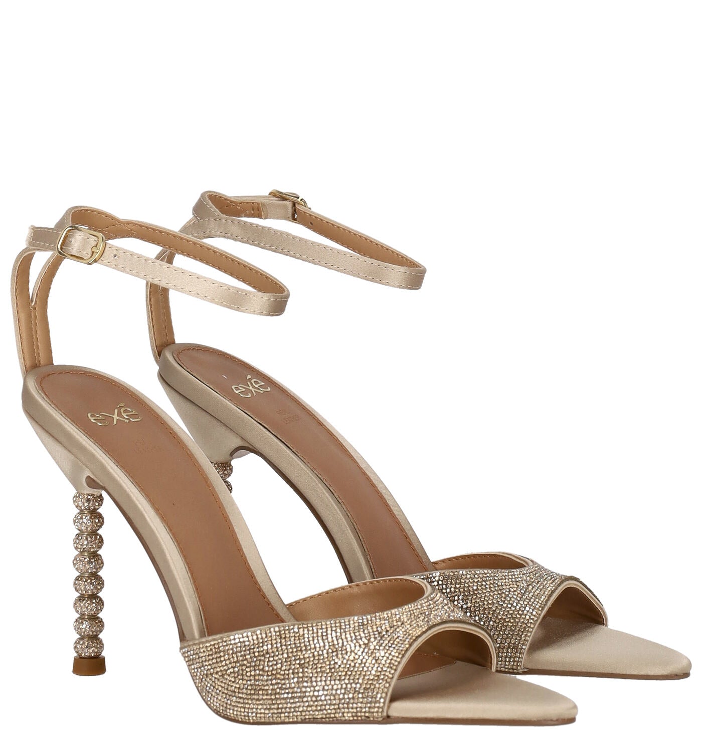 Sandalo forma a punta con tacco e fascia strass, tacco alto 10 cm JOY