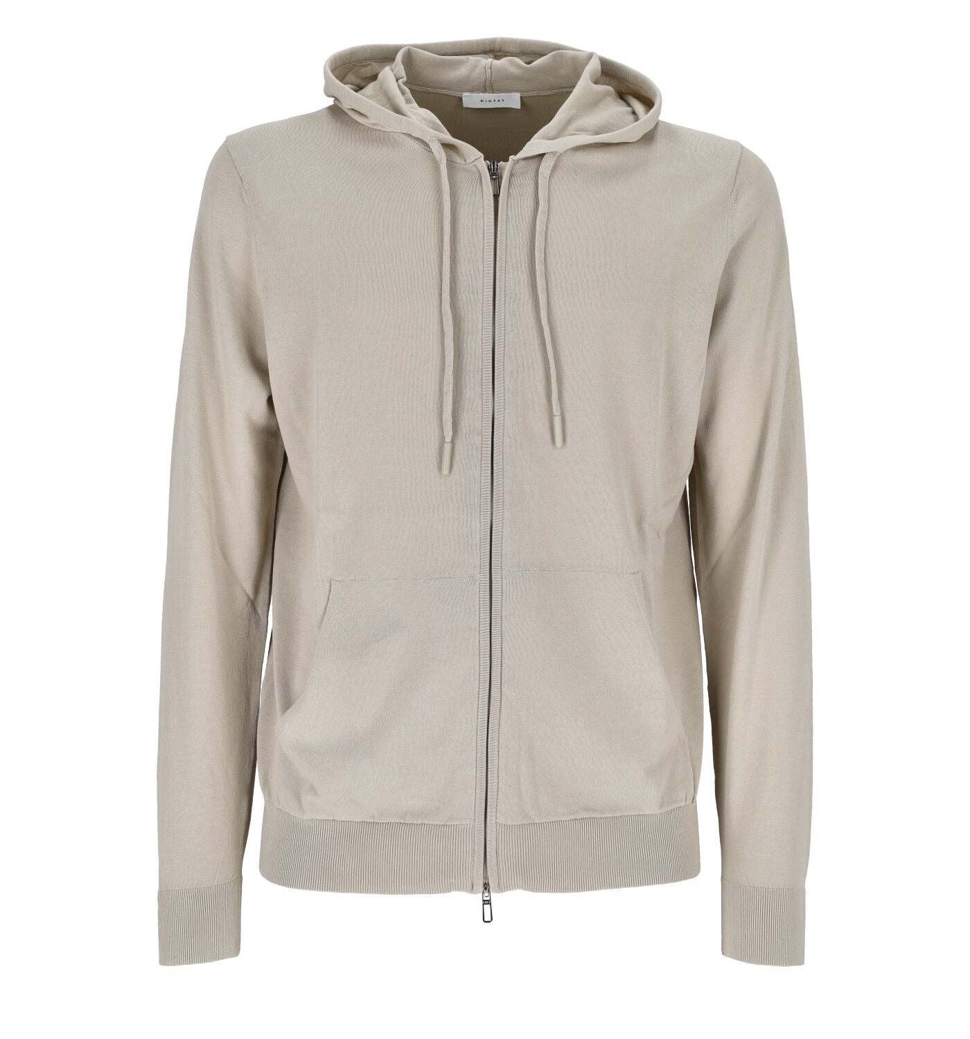 Maglia full zip in cotone con cappuccio