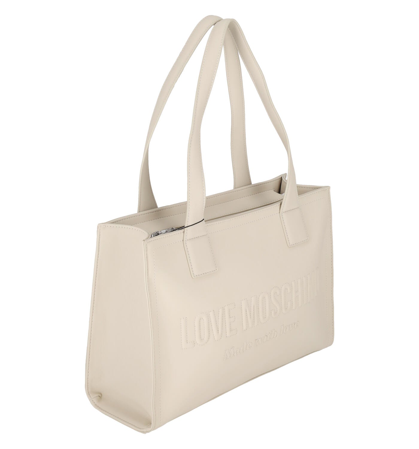 Borsa shopping logo impunturato con chiusura a zip