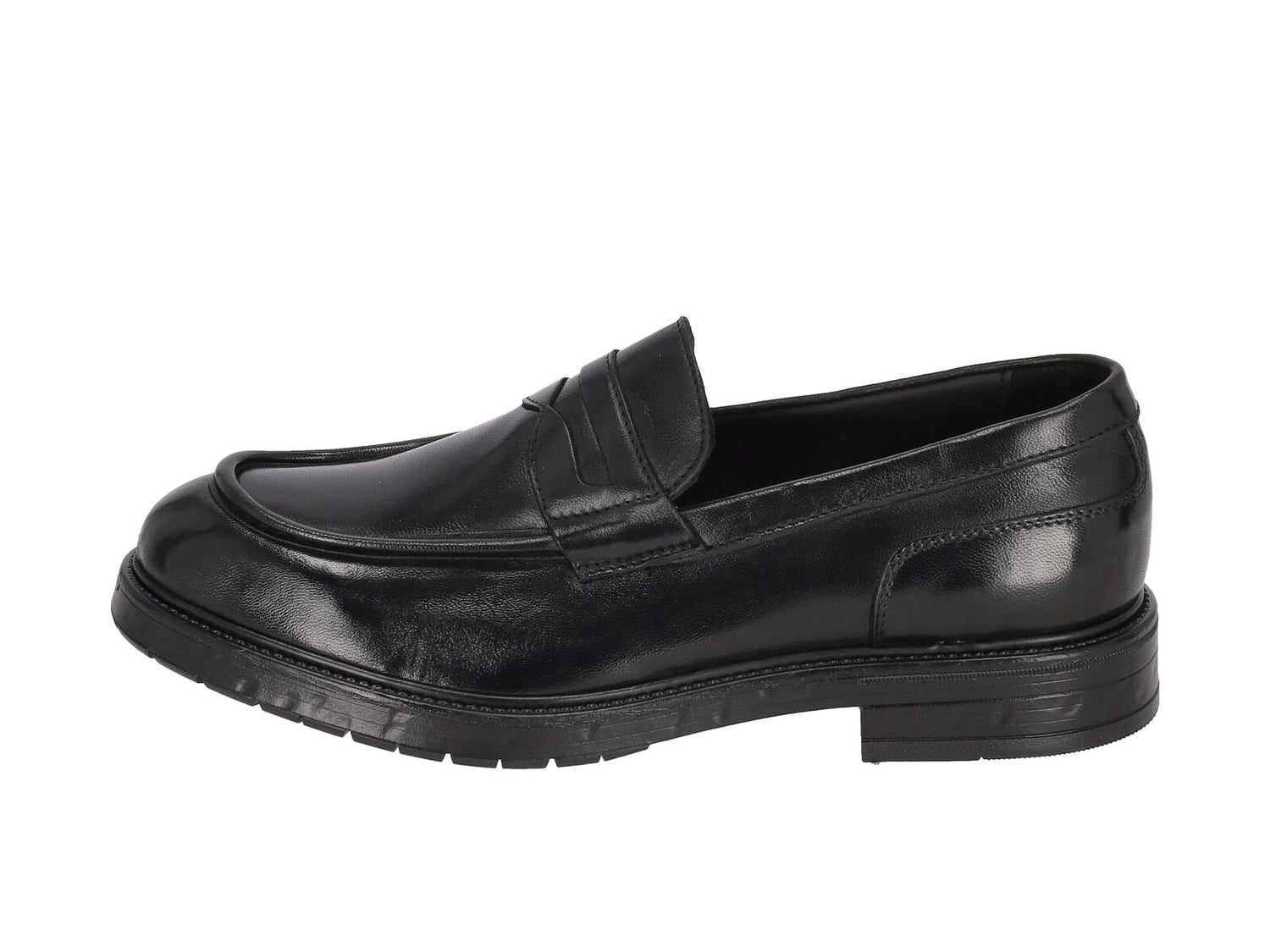 Mocassino in pelle con suola in gomma