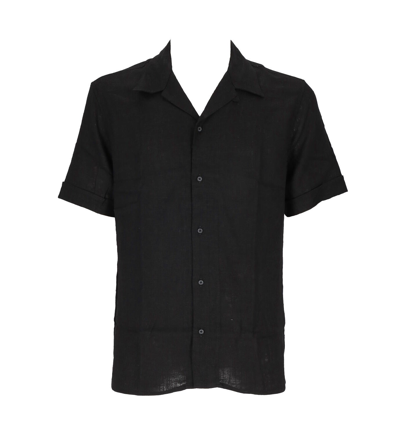 Camicia bowling mezza manica in misto lino
