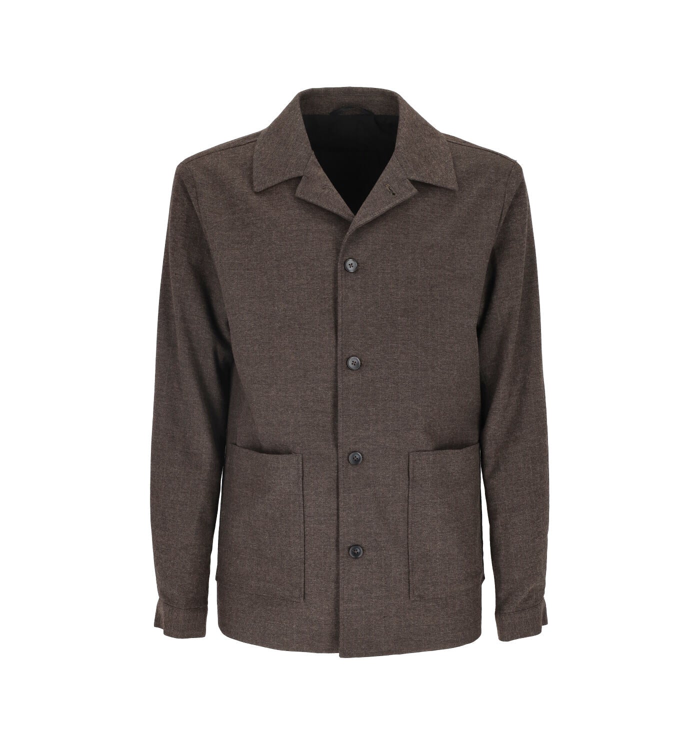 Overshirt gessata con bottoni e tasche
