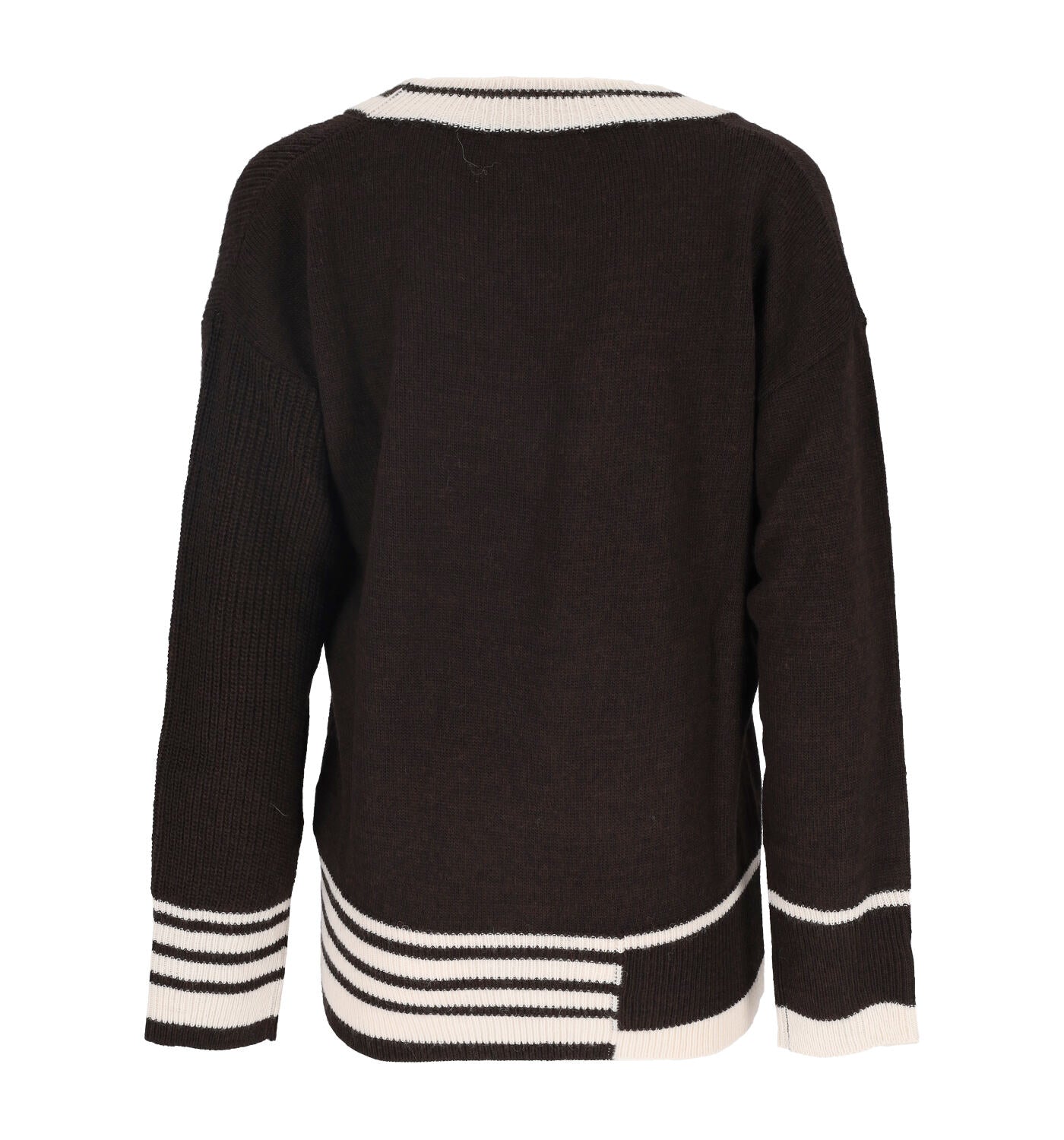Maglione scollo a v con righe