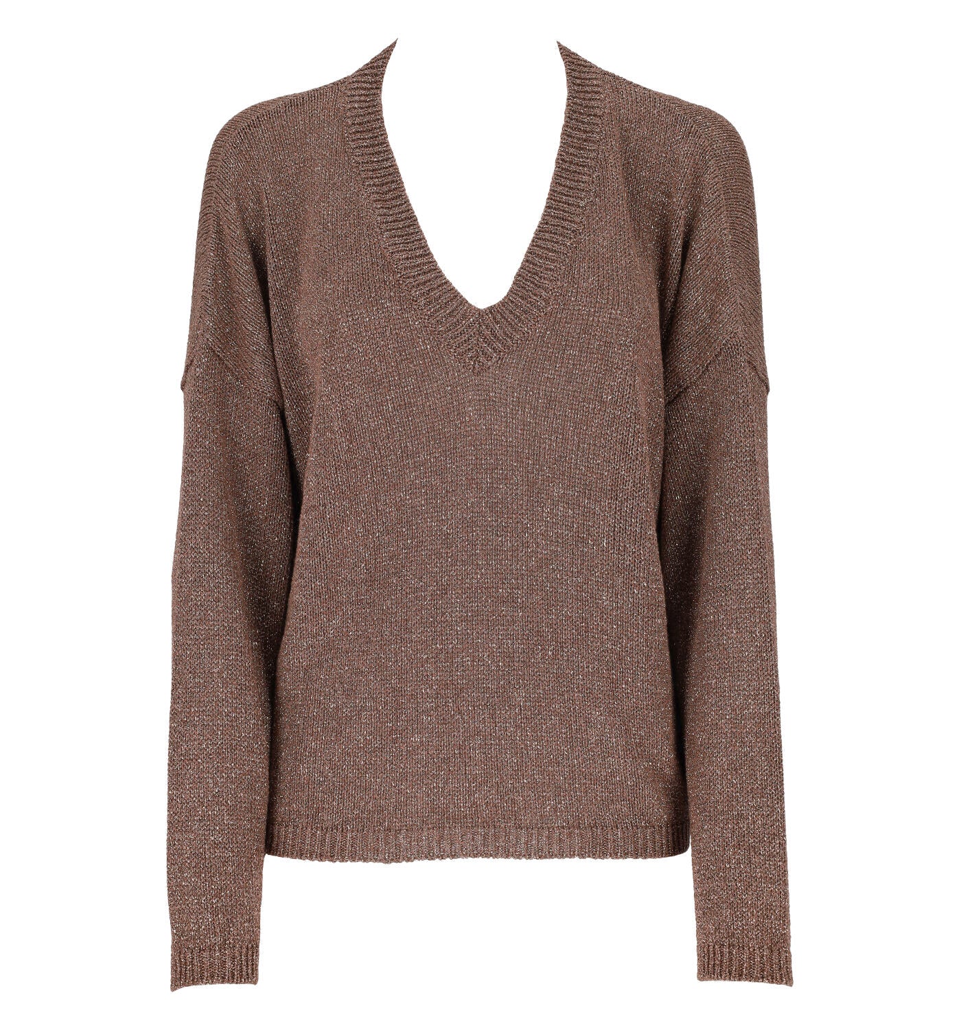 Maglia lurex manica lunga scollo a V