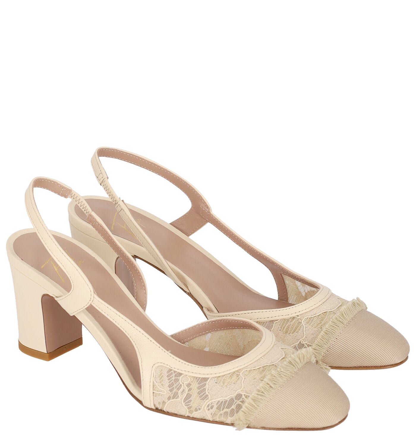 Luciana chanel in pizzo con puntale in tessuto