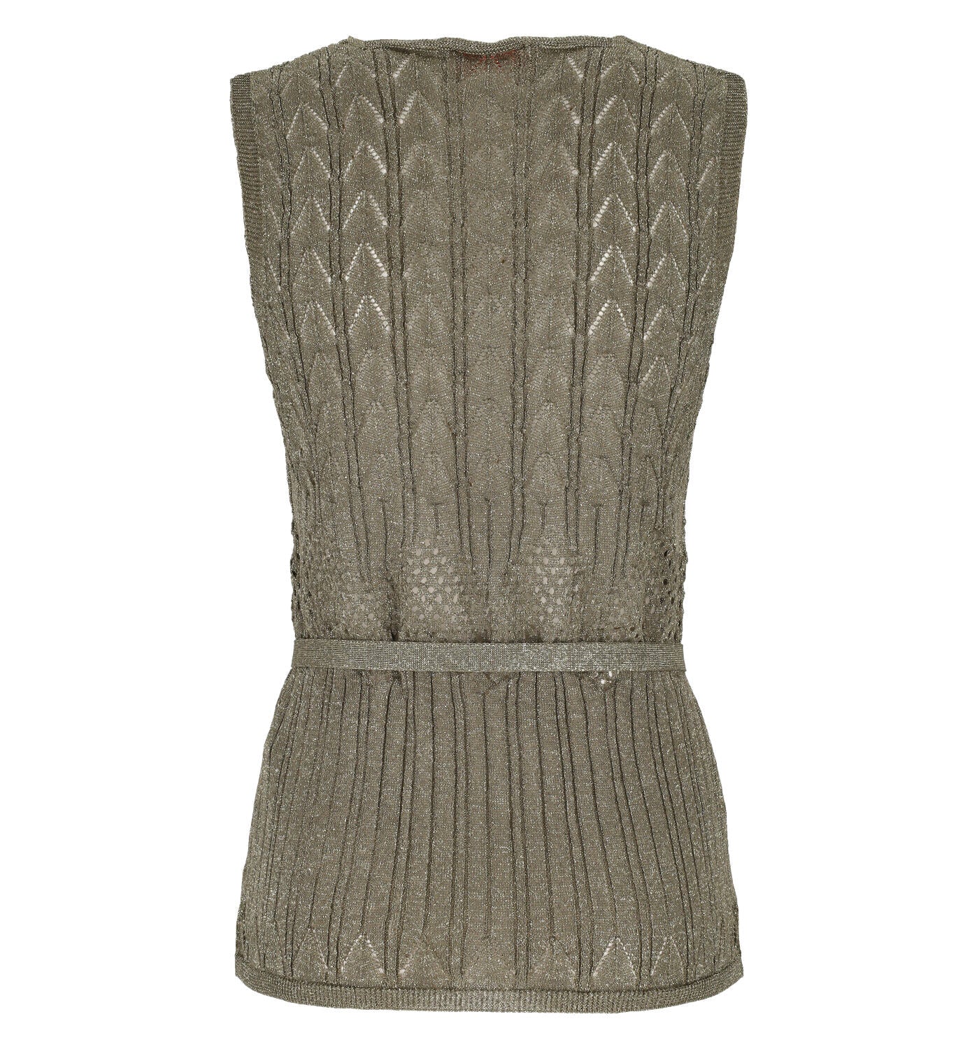 Top traforato lurex scollo a V con cinturino