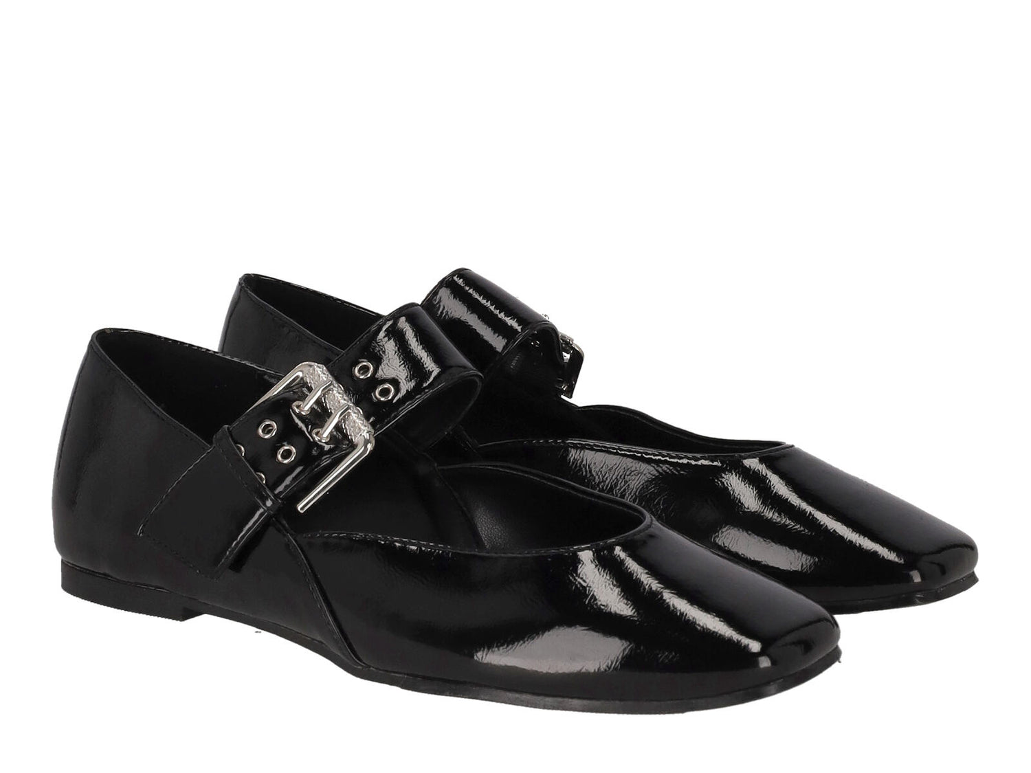 Ballerina in naplak con fibbia e borchie