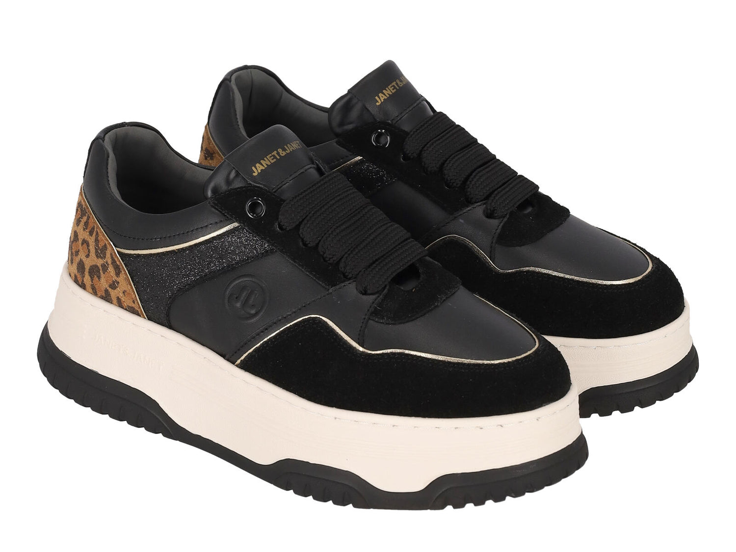 Sneakers in ecopelle e camoscio con riporto leopardato
