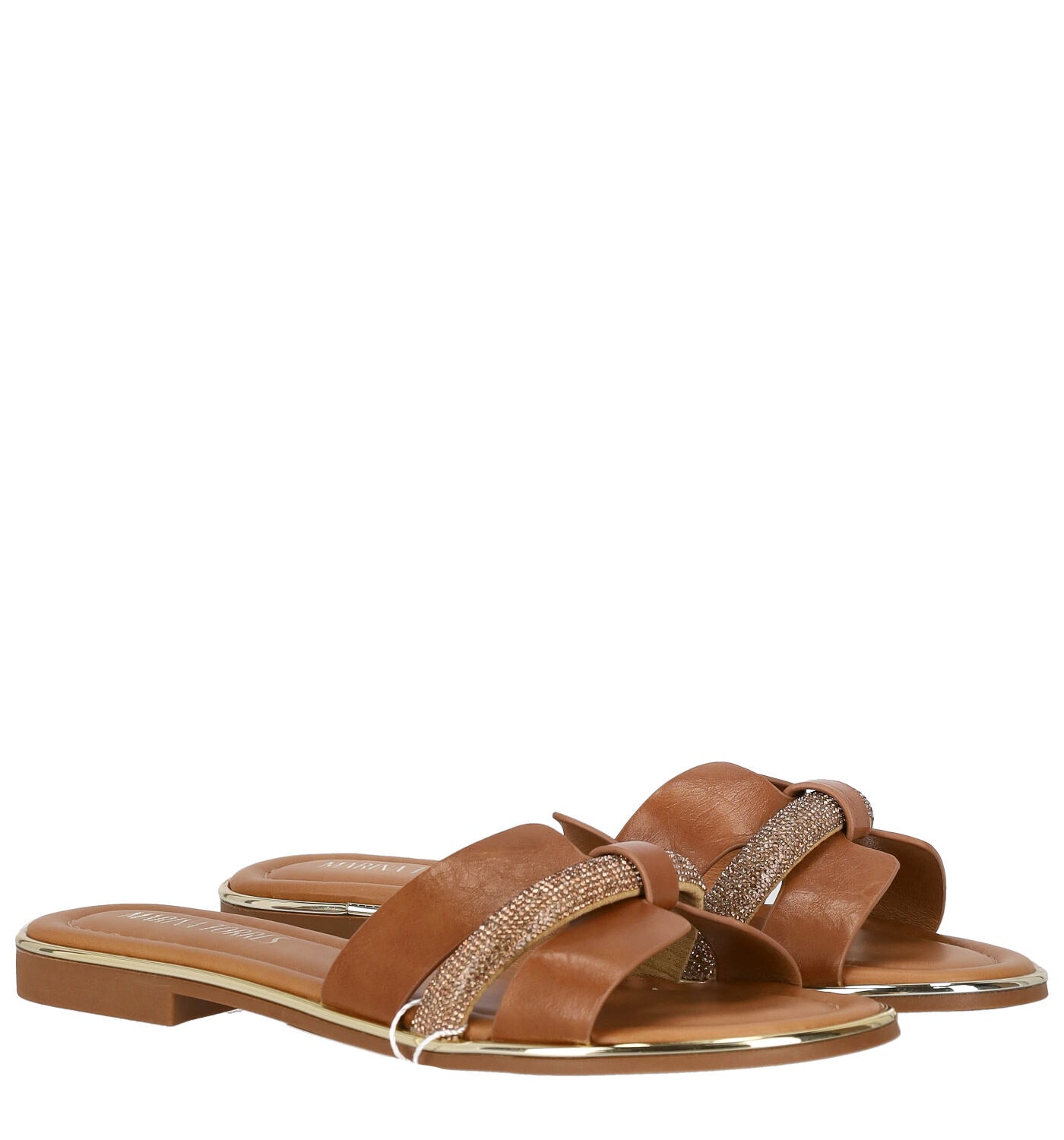 Ciabatta una fascia con strass, tacco alto 2 cm