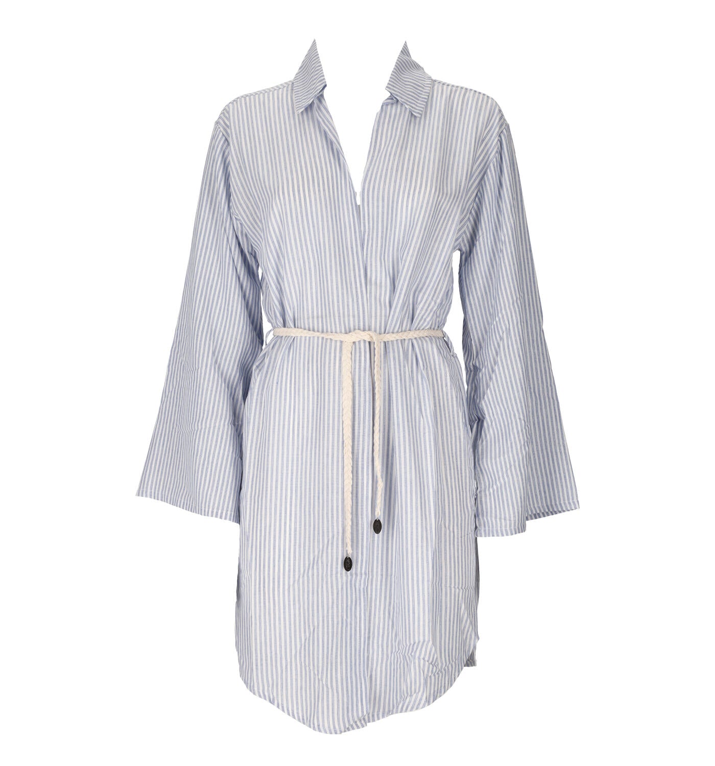 Camicia lunga copricostume con cintura rigata lurex