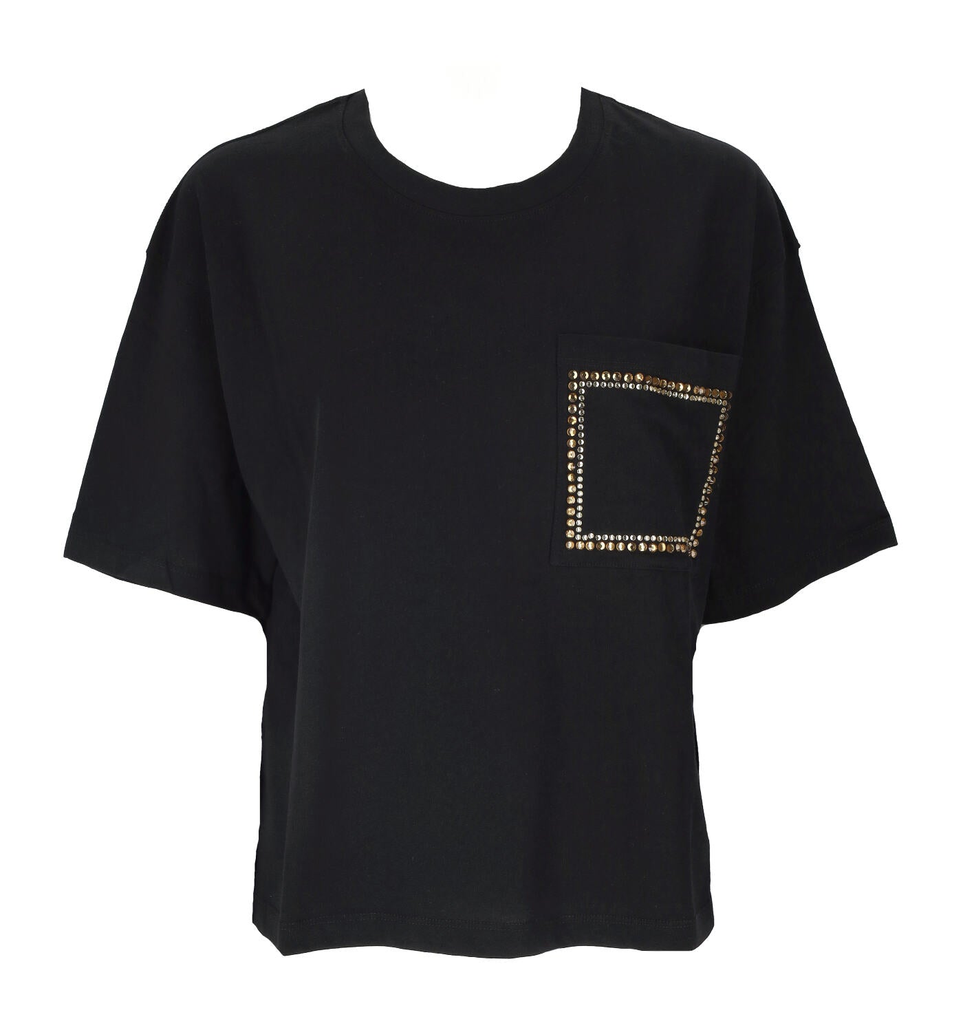 T-shirt mezza manica con taschino strass