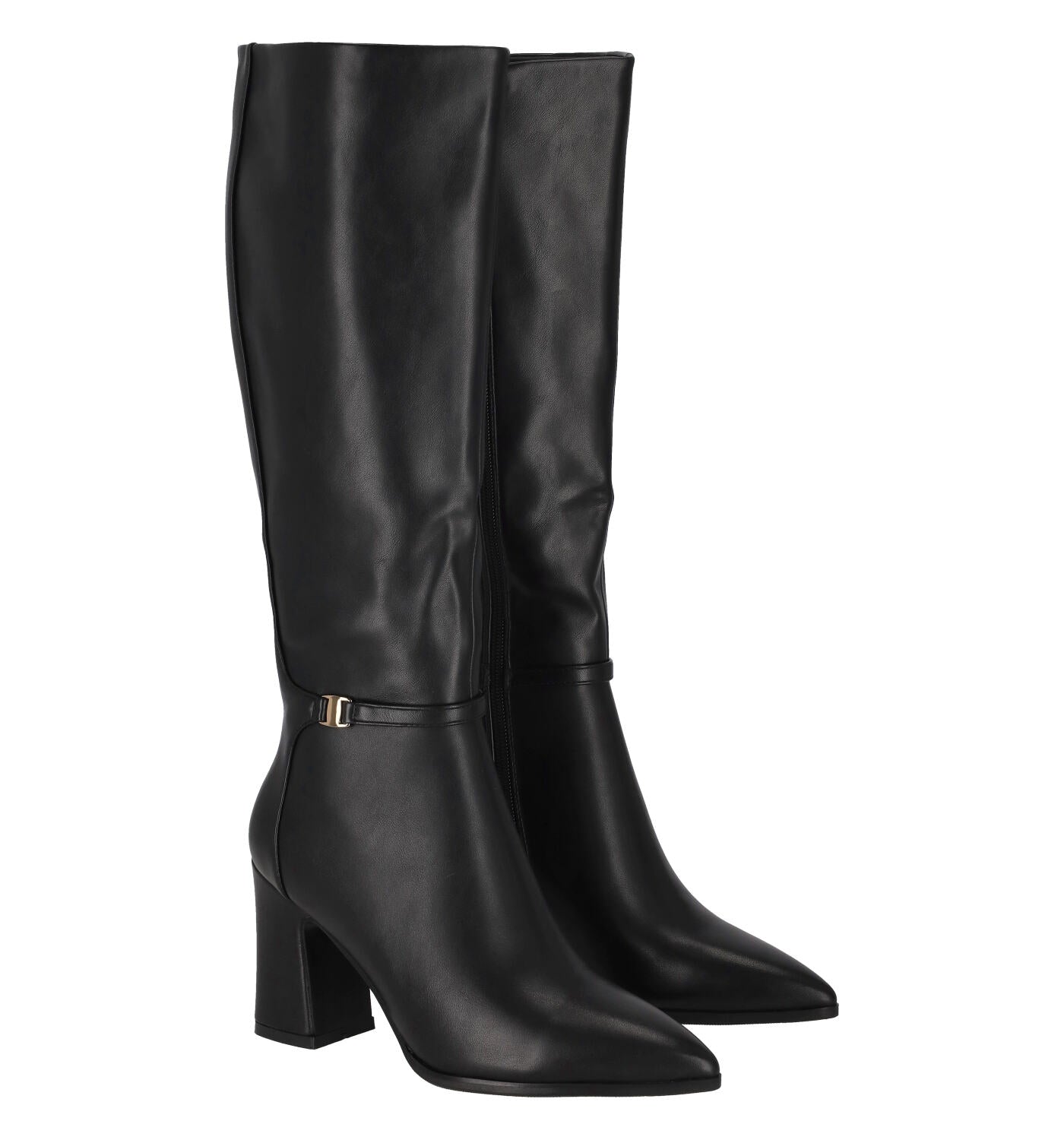 Stivale in ecopelle con tacco altezza 8 cm con cinturino alla caviglia