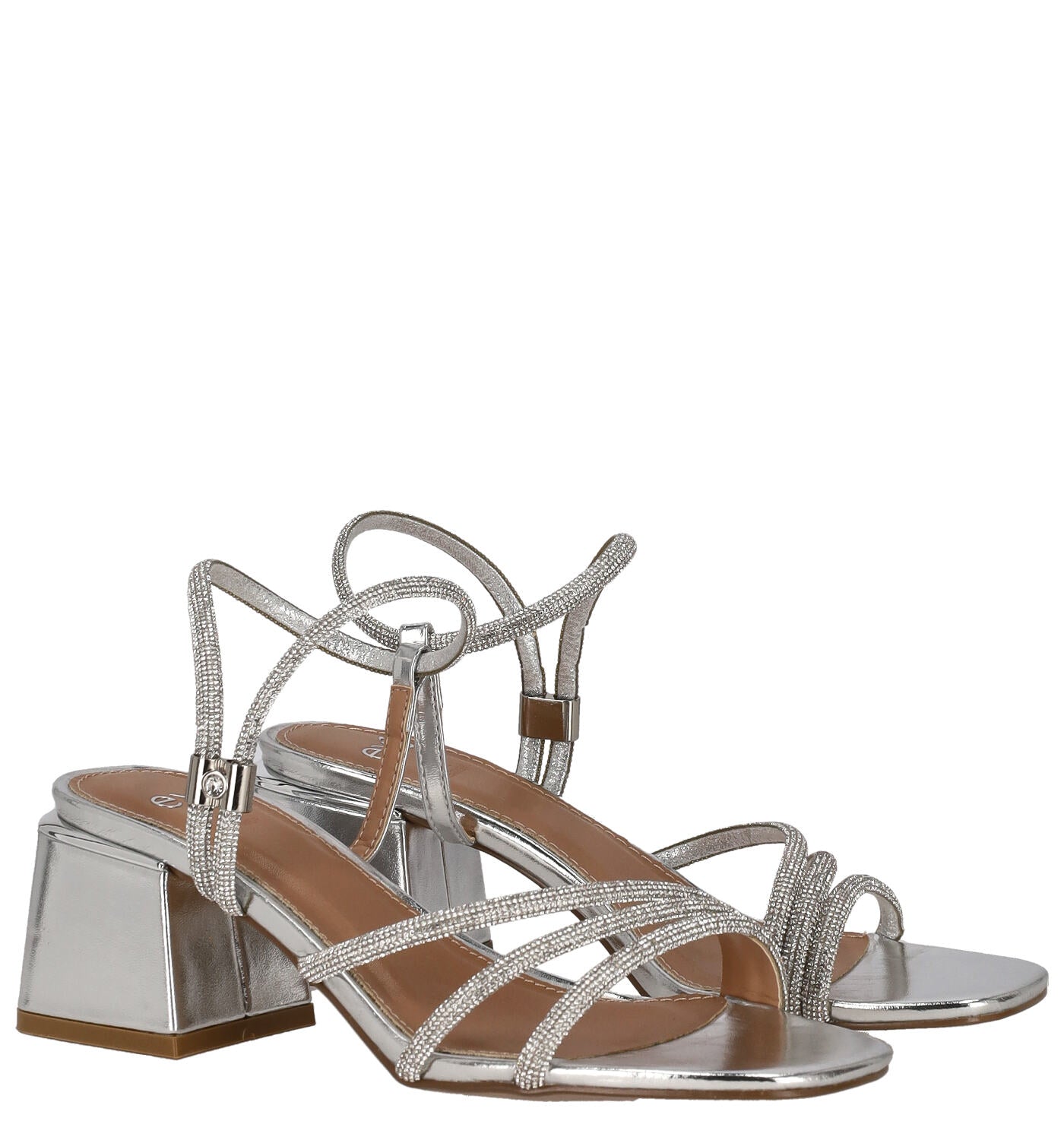Sandalo con strass tacco largo, tacco alto 5 cm CARMEN