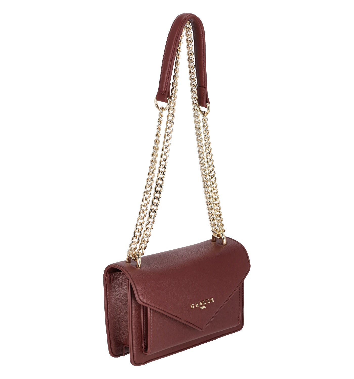 Borsa on doppia catena oro , chiusura con bottone .