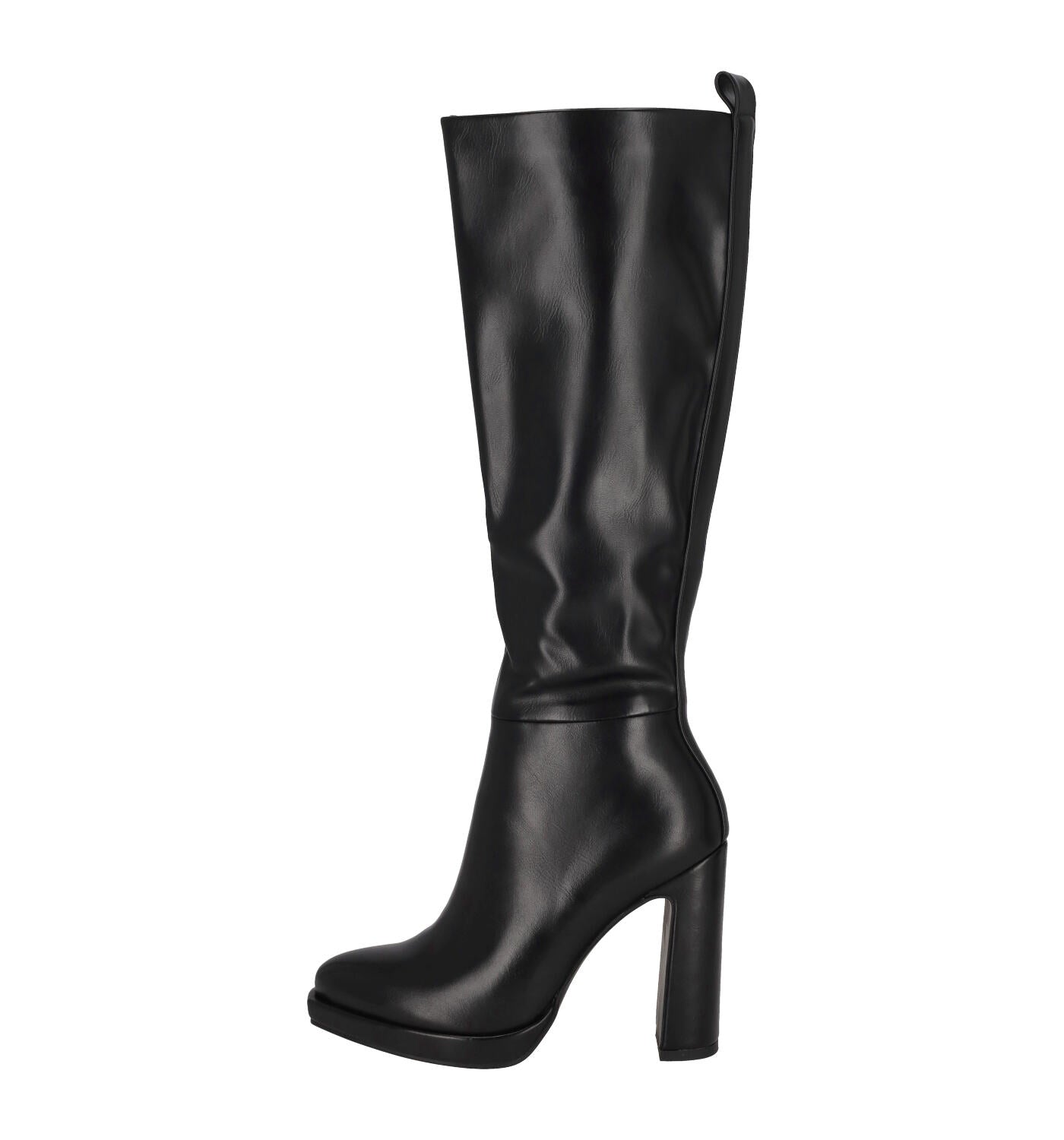 Stivale in ecopelle con plateau e tacco largo altezza 11cm.