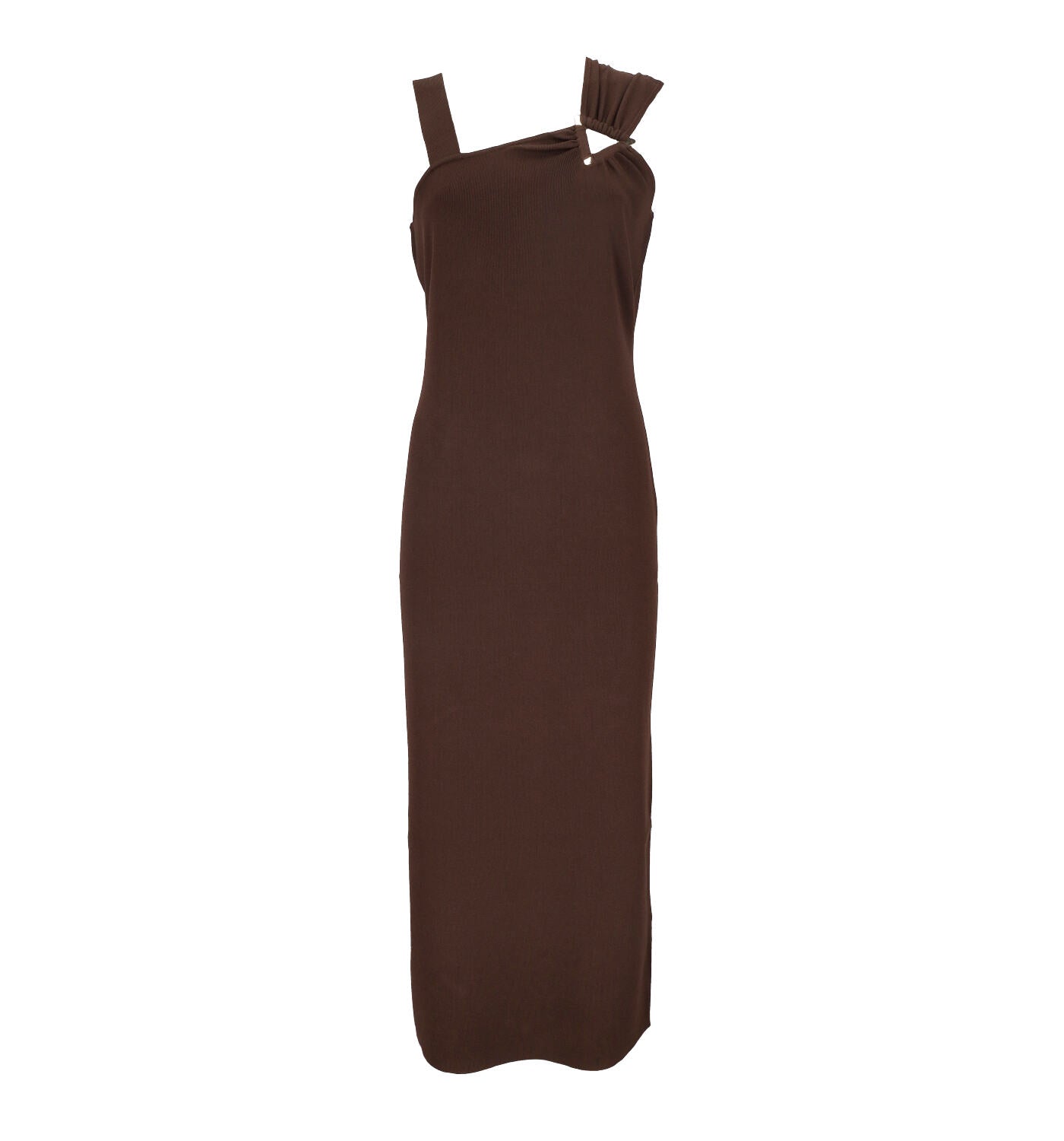 Abito midi in maglia in tessuto elasticizzato con gancio oro