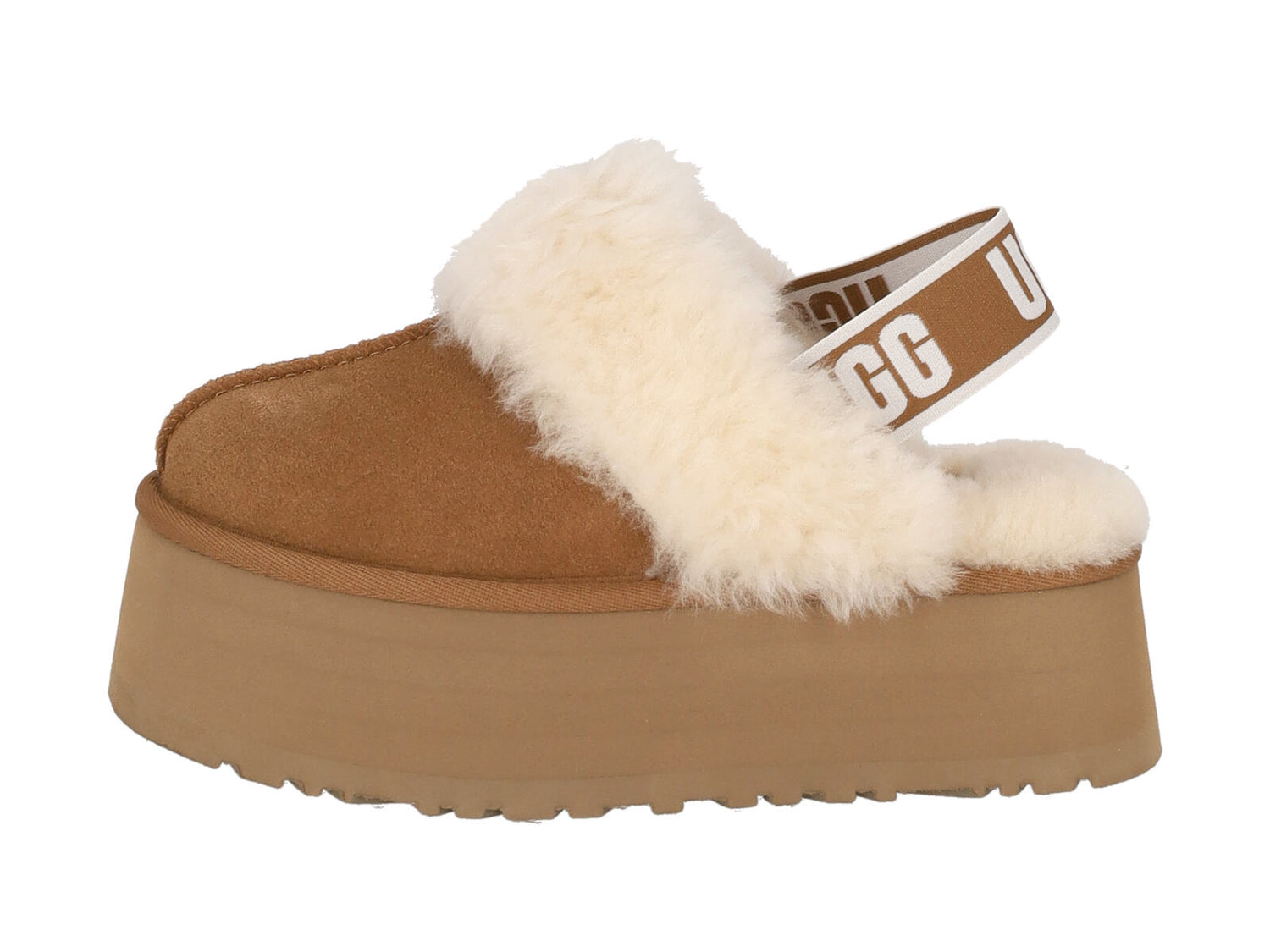 Sabot con elastico in camoscio , suola alta in gomma