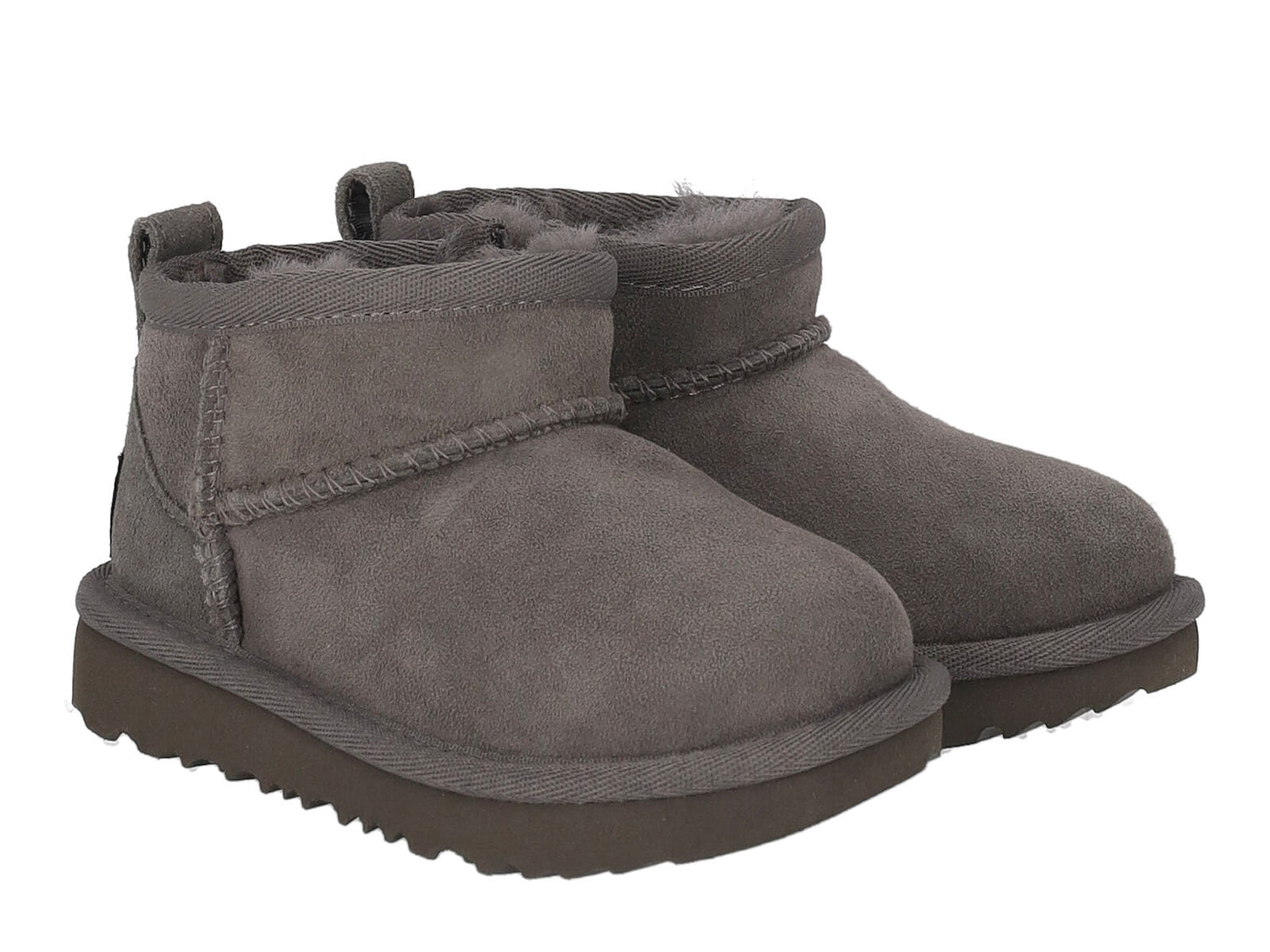 Stivaletto ultramini in camoscio con interno in montone , zip a lato